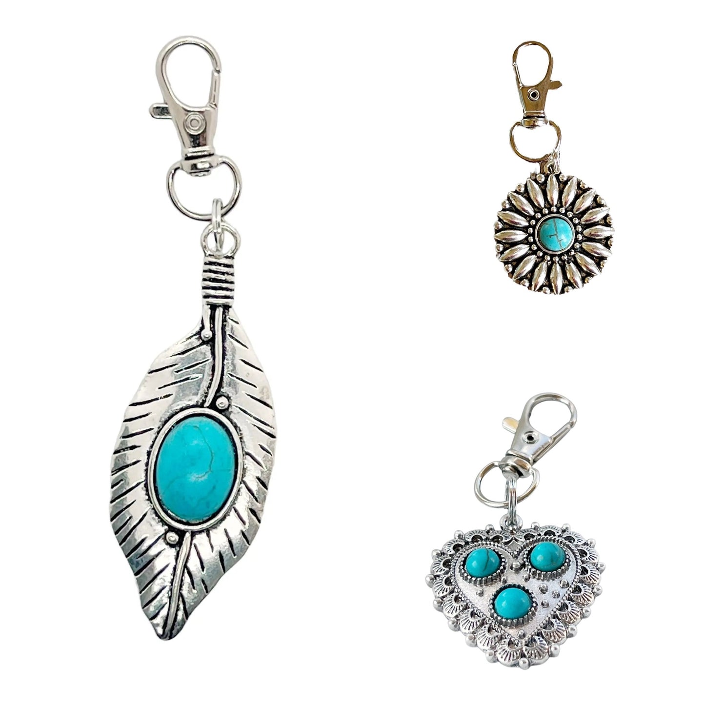 Western Turquoise Purse Charm Trio – Boho Cowgirl Gift Set