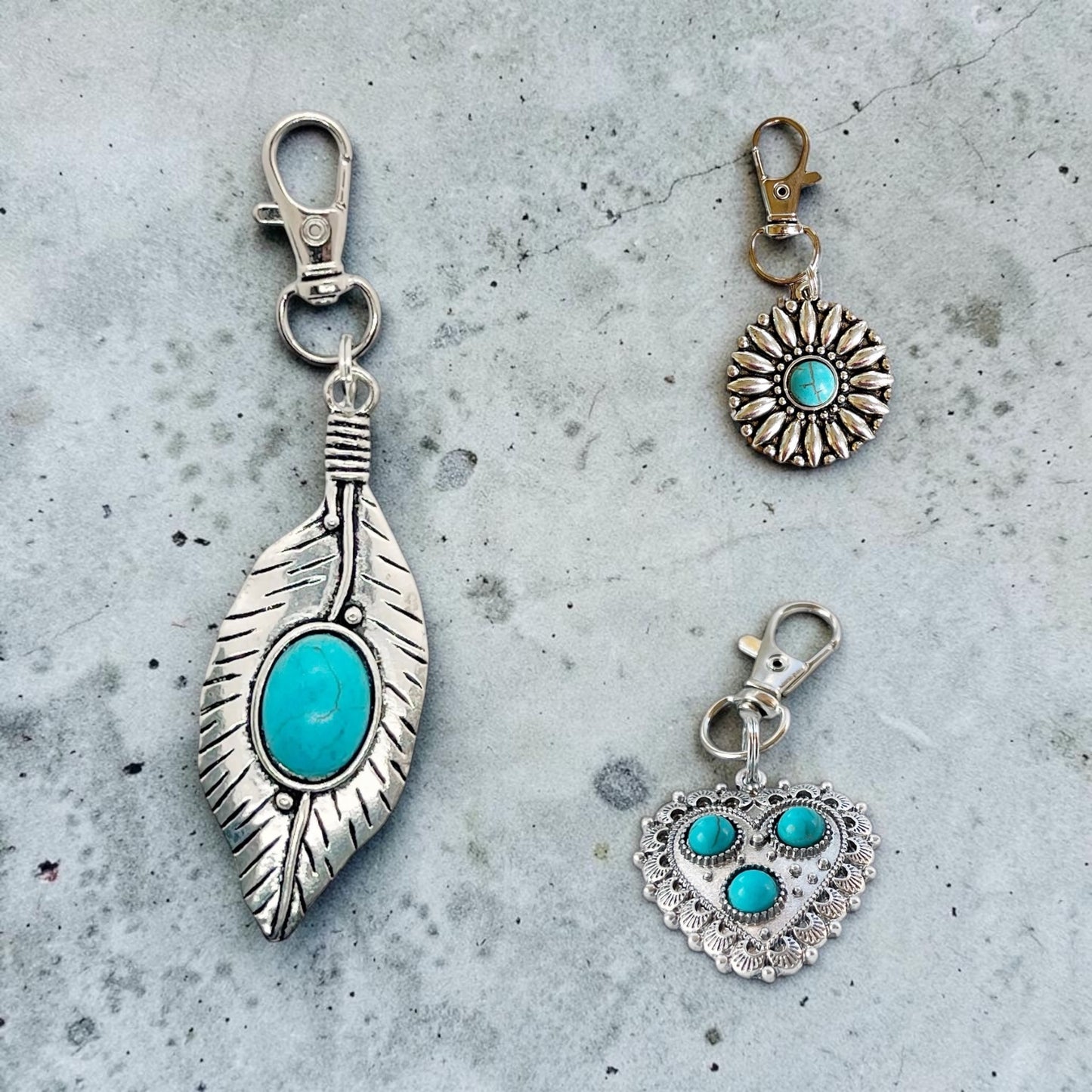 Western Turquoise Purse Charm Trio – Boho Cowgirl Gift Set