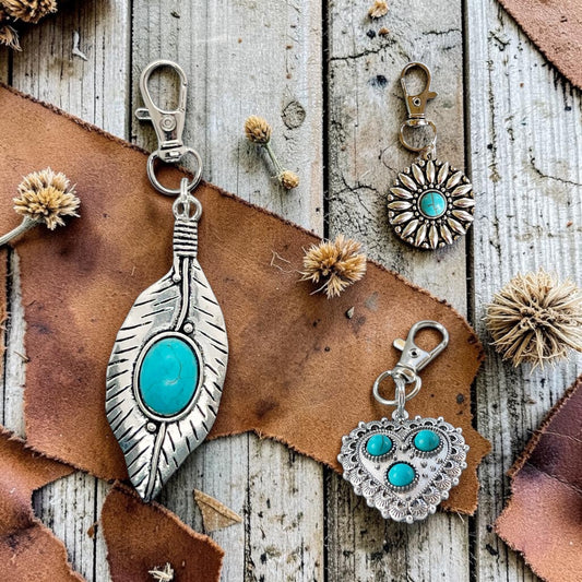 Western Turquoise Purse Charm Trio – Boho Cowgirl Gift Set