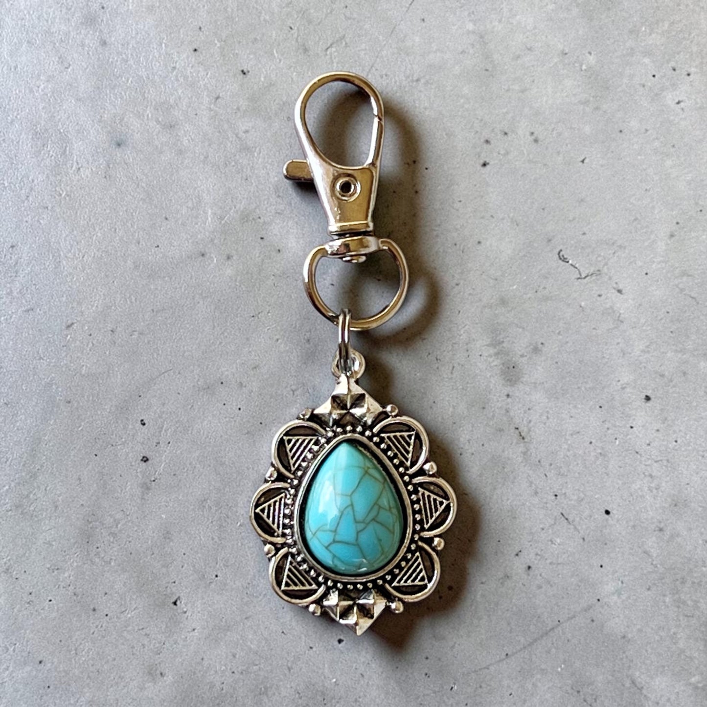 Western Turquoise Purse Charm – Boho Teardrop Bag Accessory