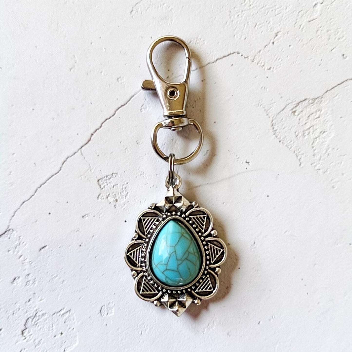 Western Turquoise Purse Charm – Boho Teardrop Bag Accessory