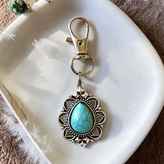 Charm para bolso con tirador de cremallera y color turquesa occidental