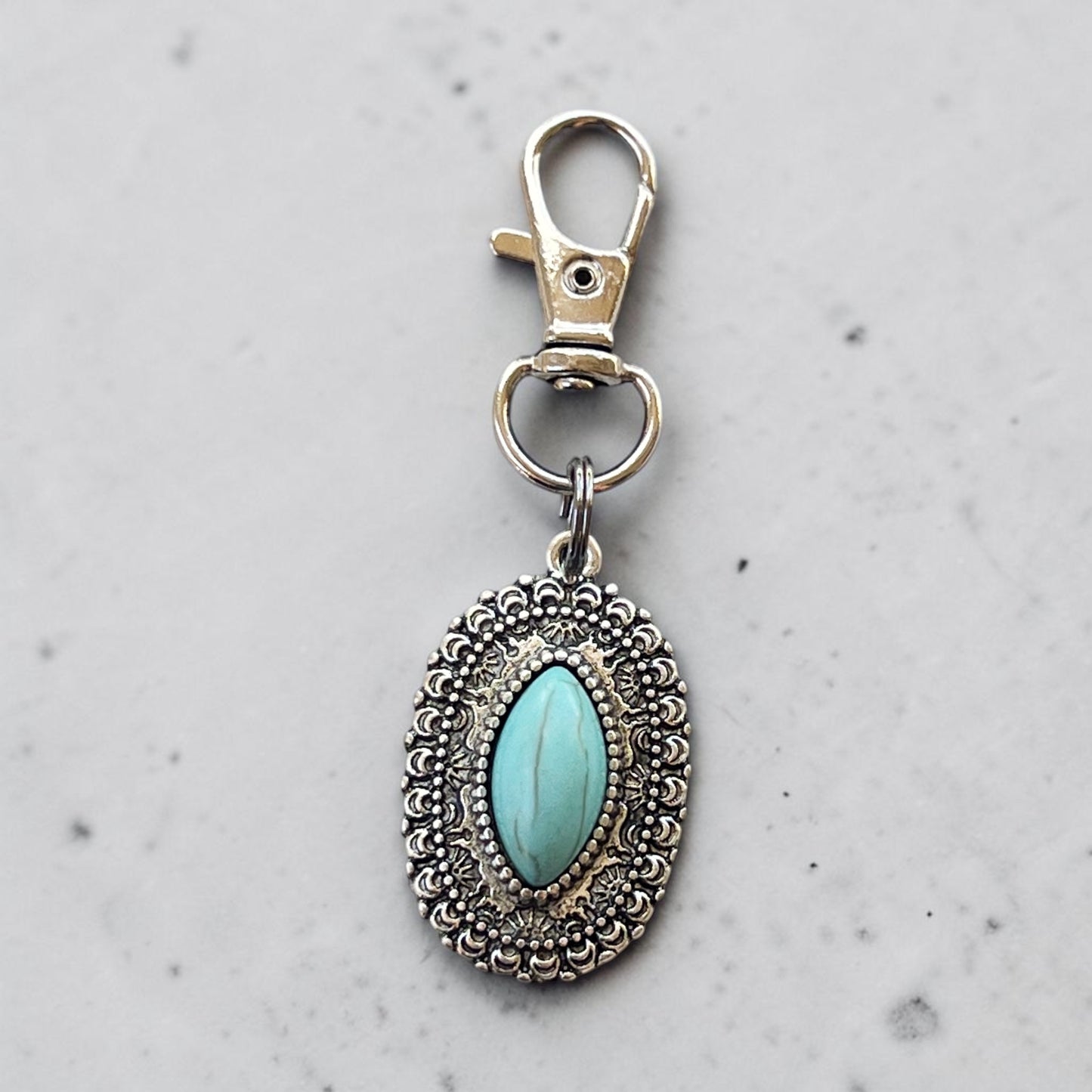 Charm para bolso con tirador de cremallera occidental turquesa