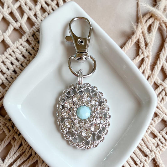 Charm para bolso con tirador de cremallera y diamantes de imitación occidentales