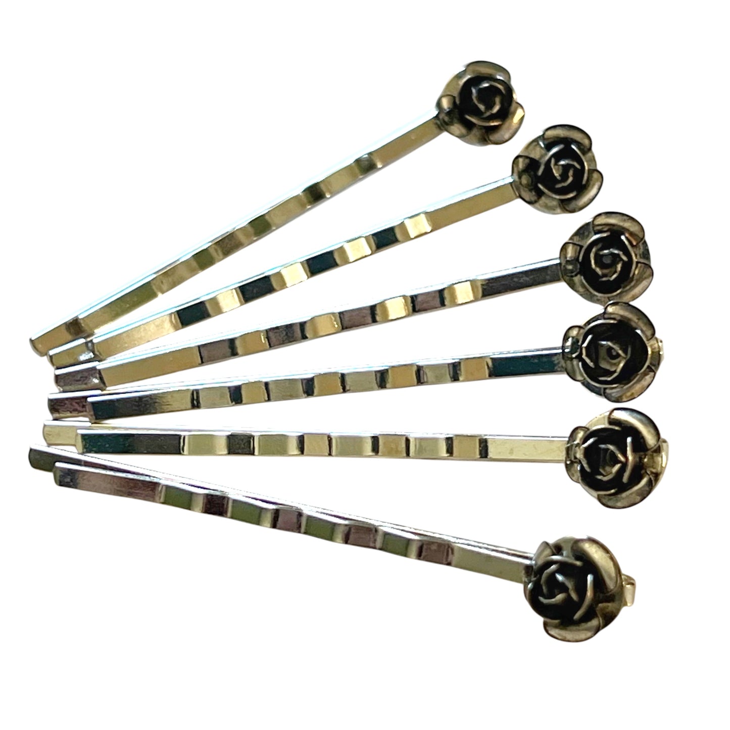 Silver Flower Hair Pins Set of 6 – Western Bridal Bobby Pins