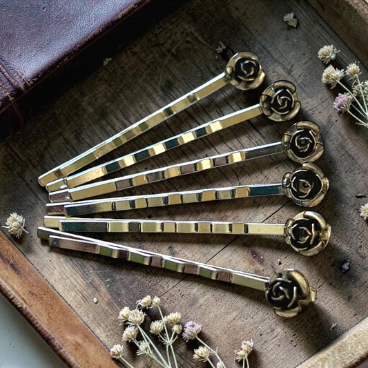 Silver Flower Hair Pins Set of 6 – Western Bridal Bobby Pins