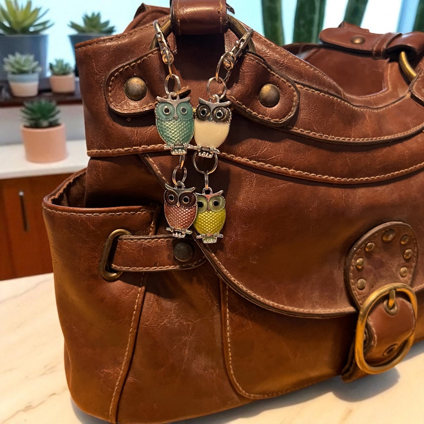 Vibrant Multi-Colored Owl Keychain Purse Charms - Whimsical Accessories