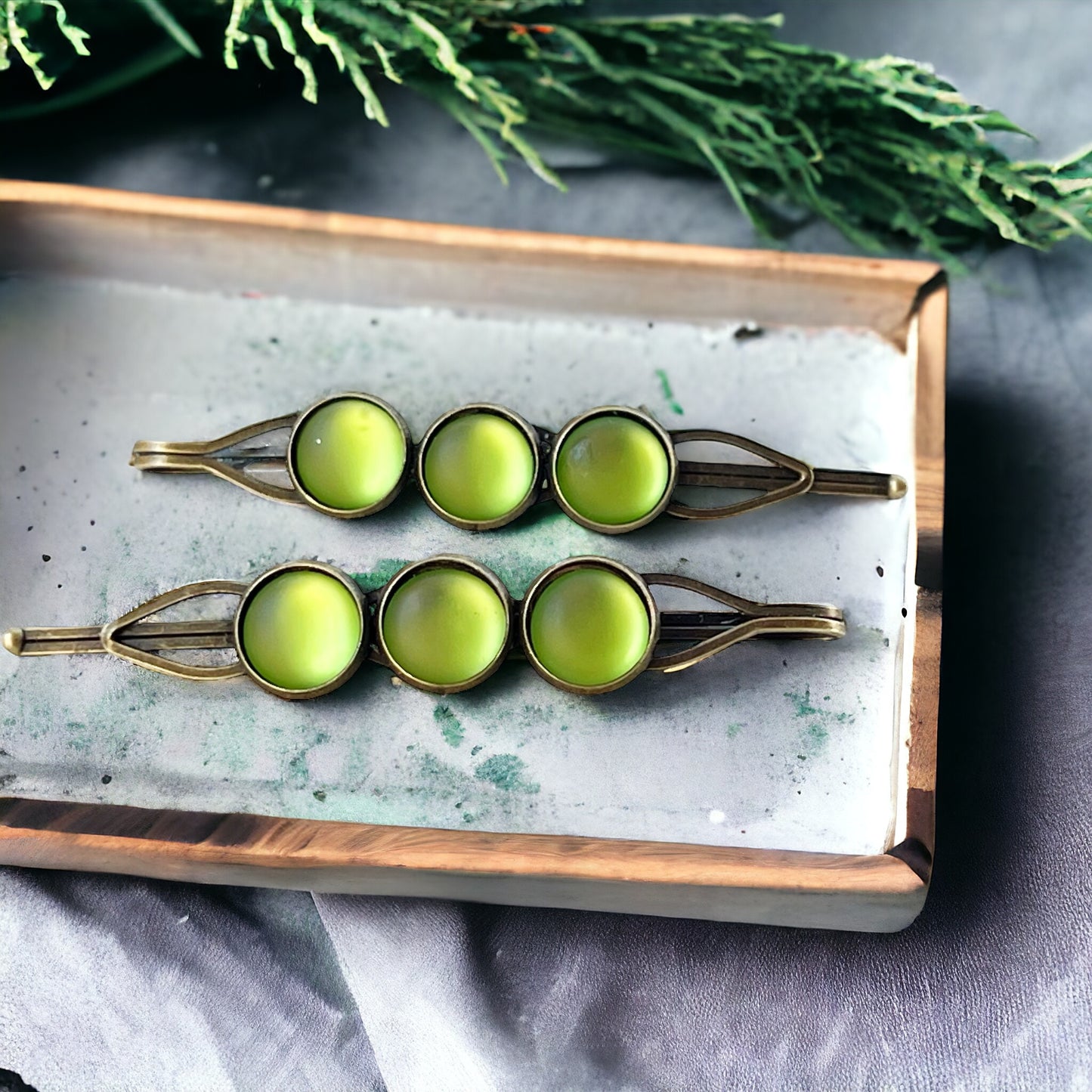 Candy Green Satin Acrylic Hair Pins: Sweet & Vibrant Accessories for Your Hair