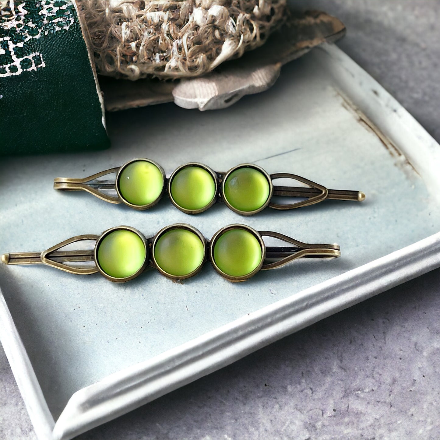 Candy Green Satin Acrylic Hair Pins: Sweet & Vibrant Accessories for Your Hair