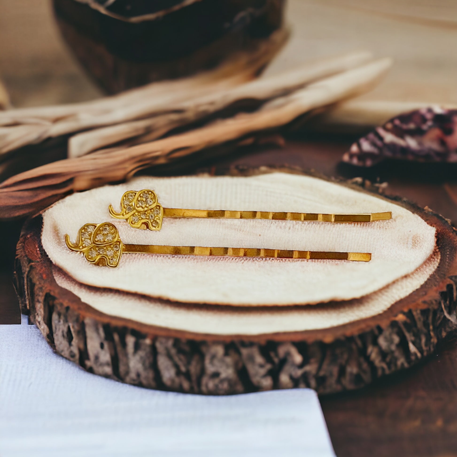 Tiny Gold Rhinestone Elephant Bobby Pins: Adorable Animal-inspired Accessories