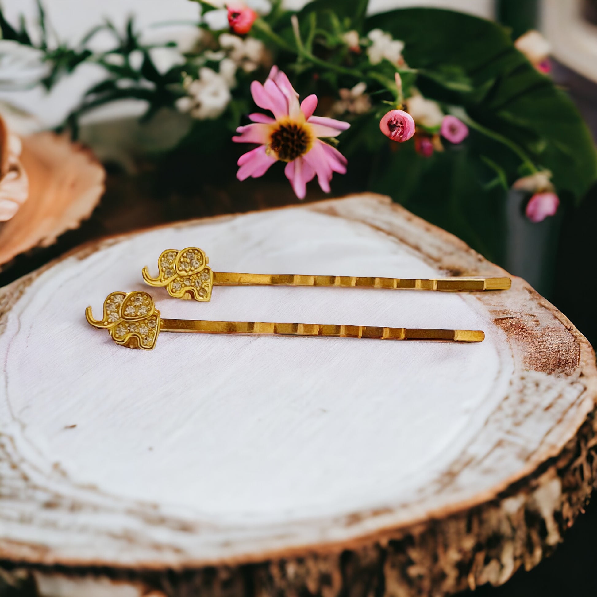 Tiny Gold Rhinestone Elephant Bobby Pins: Adorable Animal-inspired Accessories