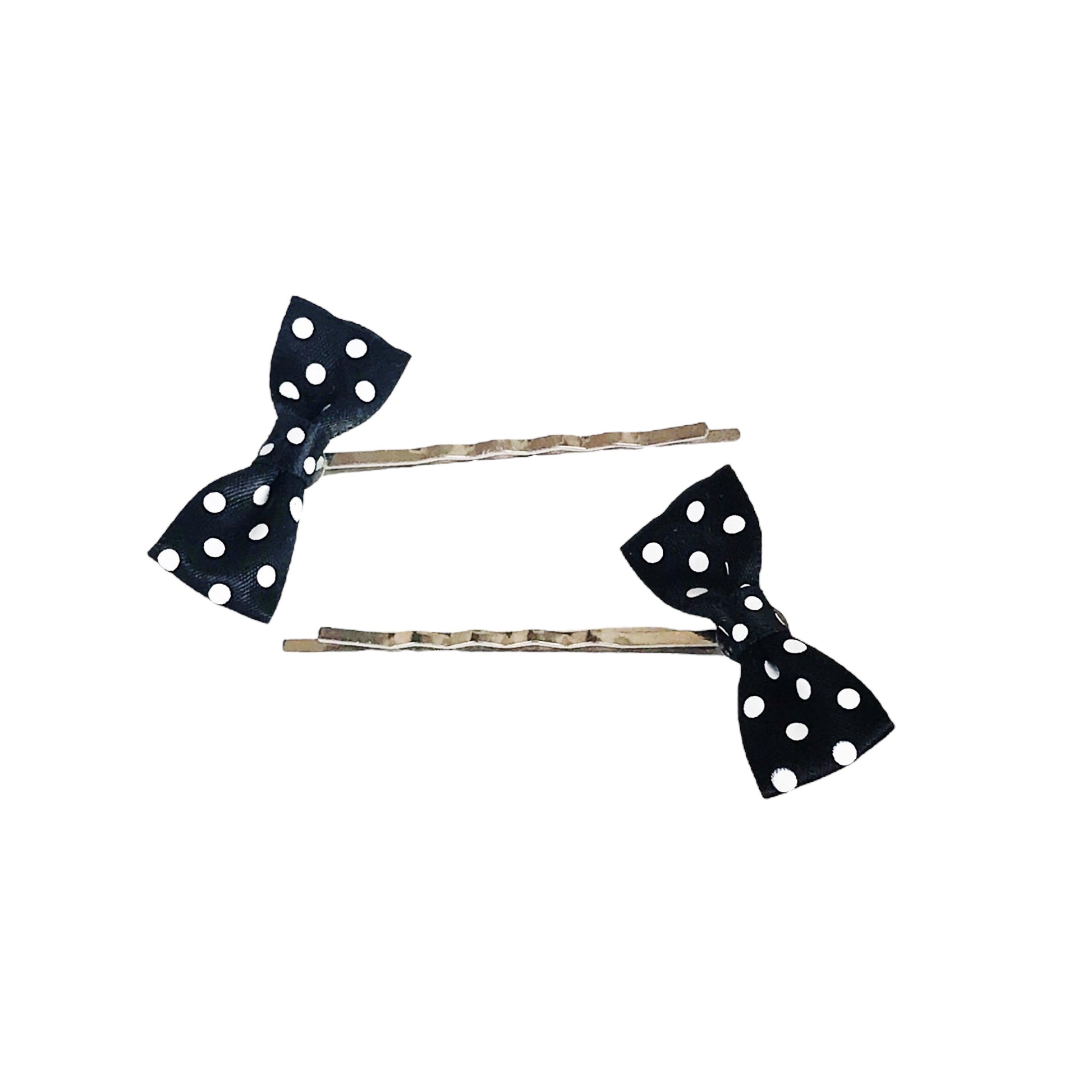 Black & White Polka Dot Bow Hair Pins - Chic & Playful Hair Accessories