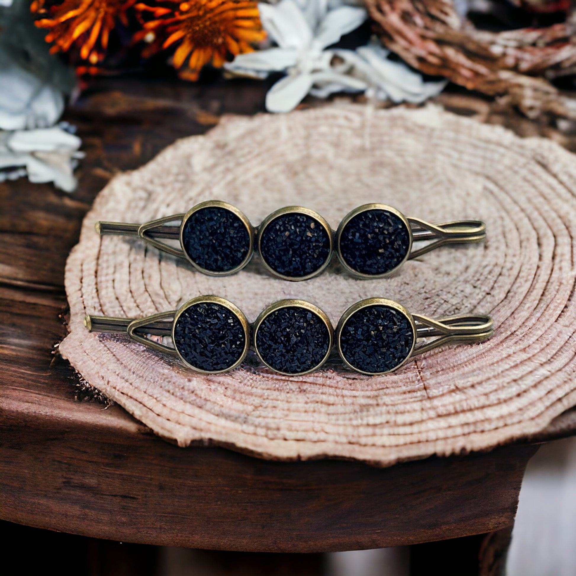 Black Druzy Hair Pins - Chic Women's Hair Accessories - Cute Bobby Pins for Stylish Looks