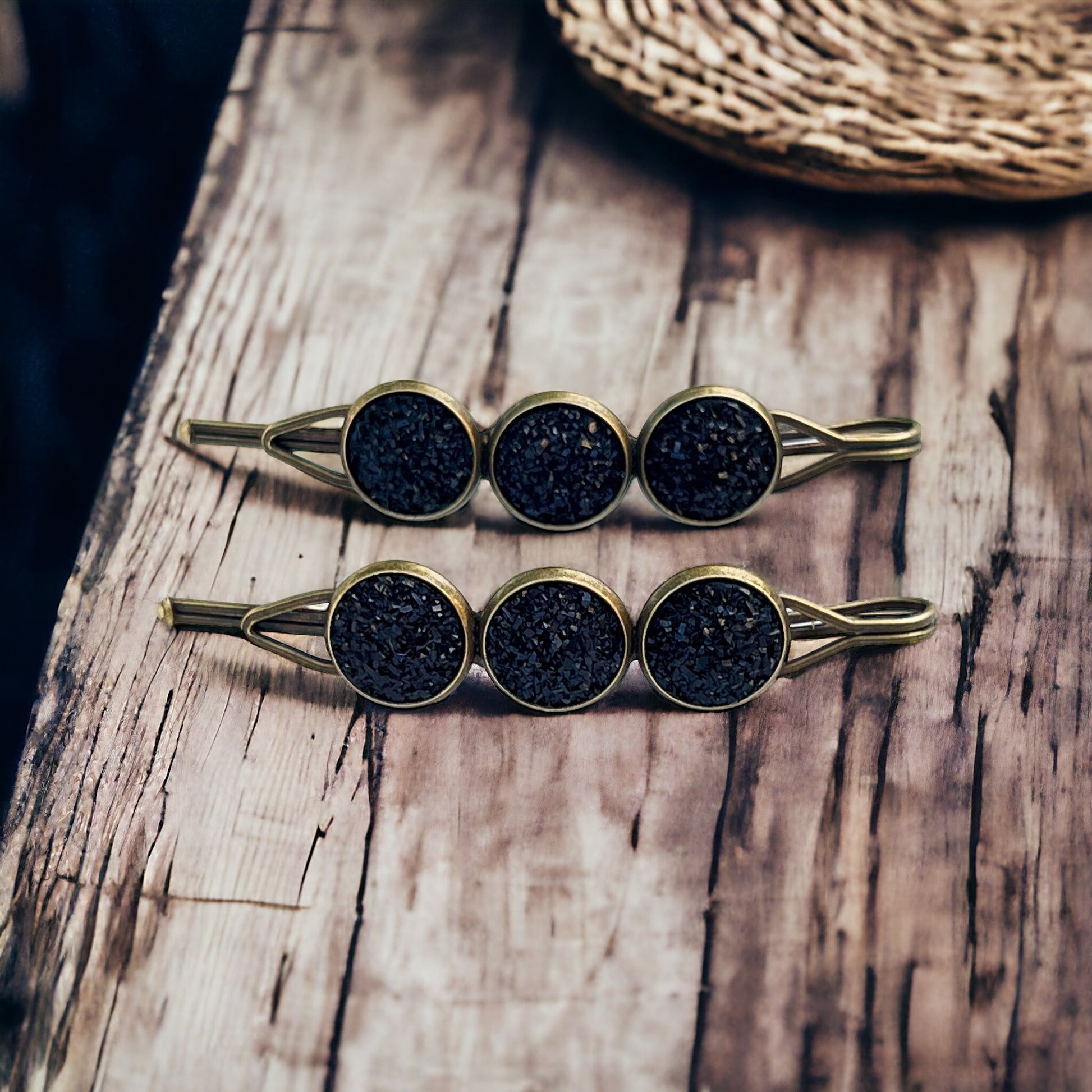 Black Druzy Hair Pins - Chic Women's Hair Accessories - Cute Bobby Pins for Stylish Looks
