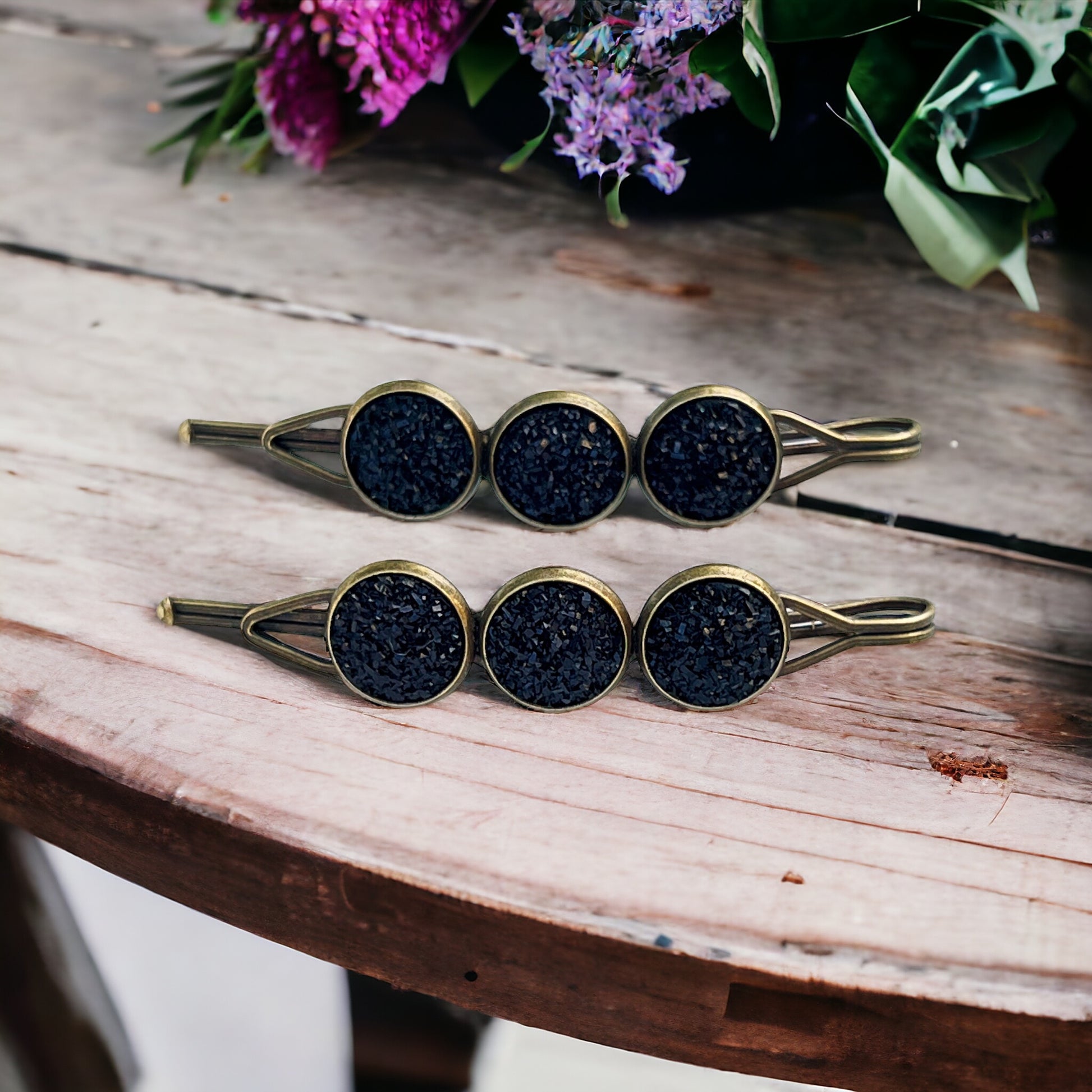 Black Druzy Hair Pins - Chic Women's Hair Accessories - Cute Bobby Pins for Stylish Looks
