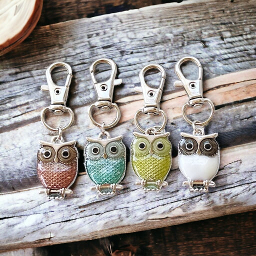 Vibrant Multi-Colored Owl Zipper Pull Keychain Purse Charms - Whimsical Accessories