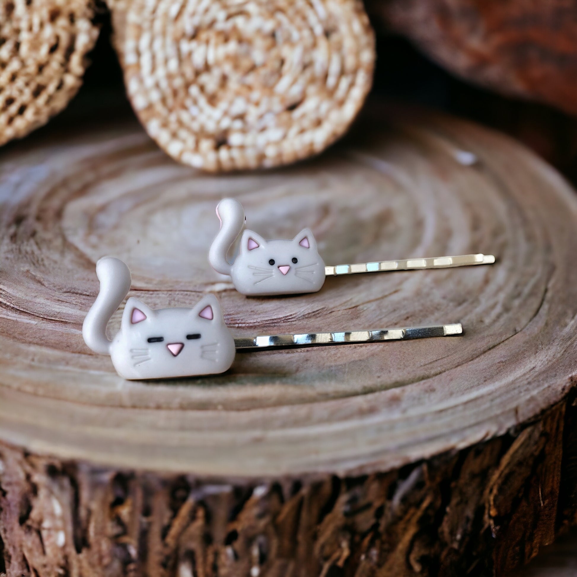 Gray Cat Hair Pins - Cute Accessories for Feline Fans