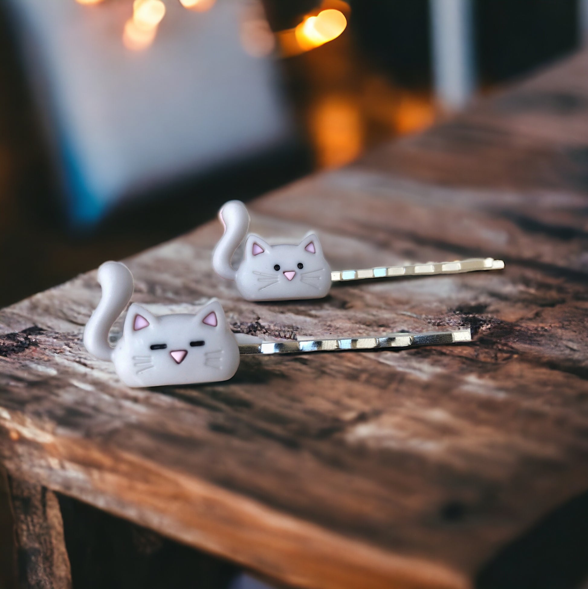 Gray Cat Hair Pins - Cute Accessories for Feline Fans