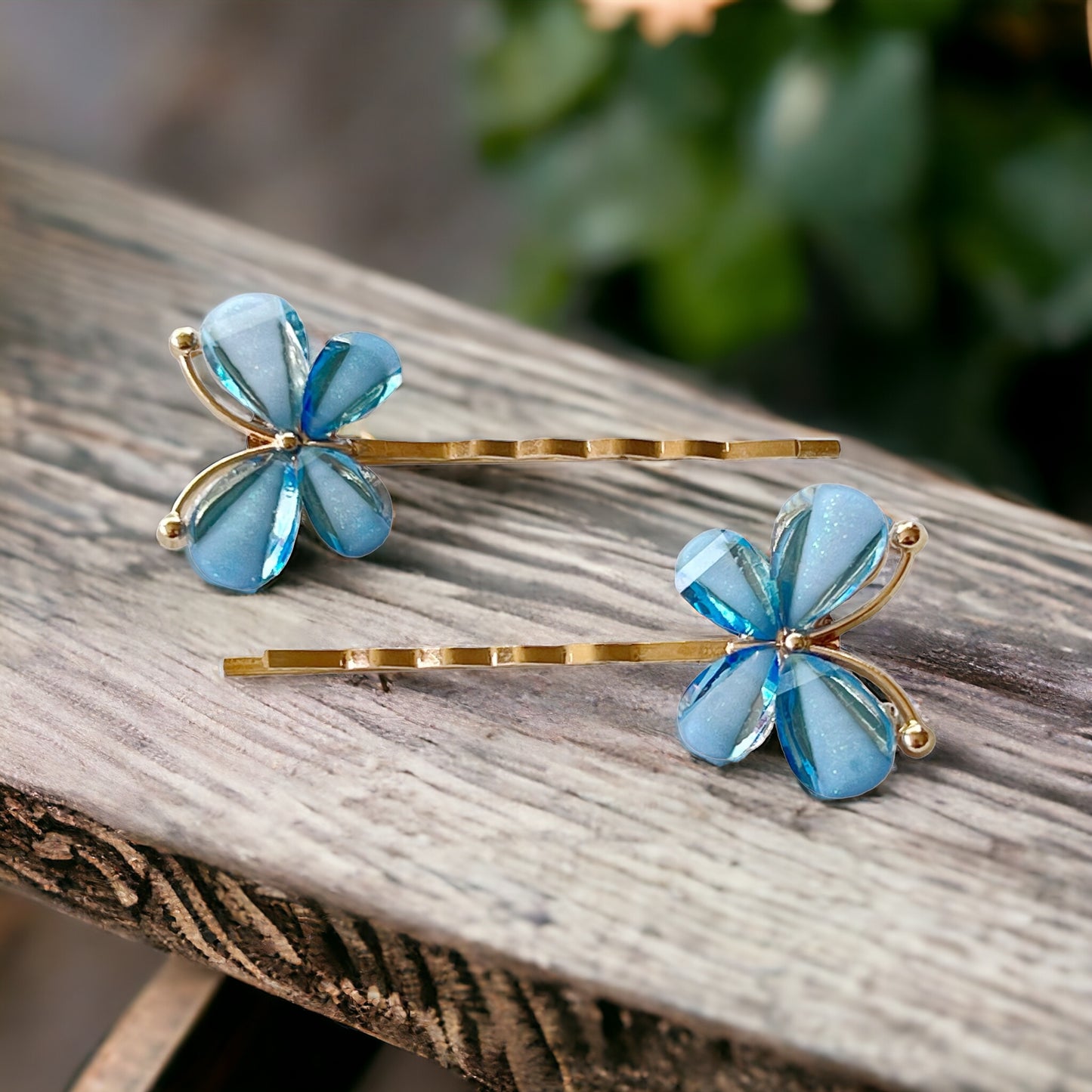 Blue Rhinestone Butterfly Hair Pins - Decorative Hair Clips for Women
