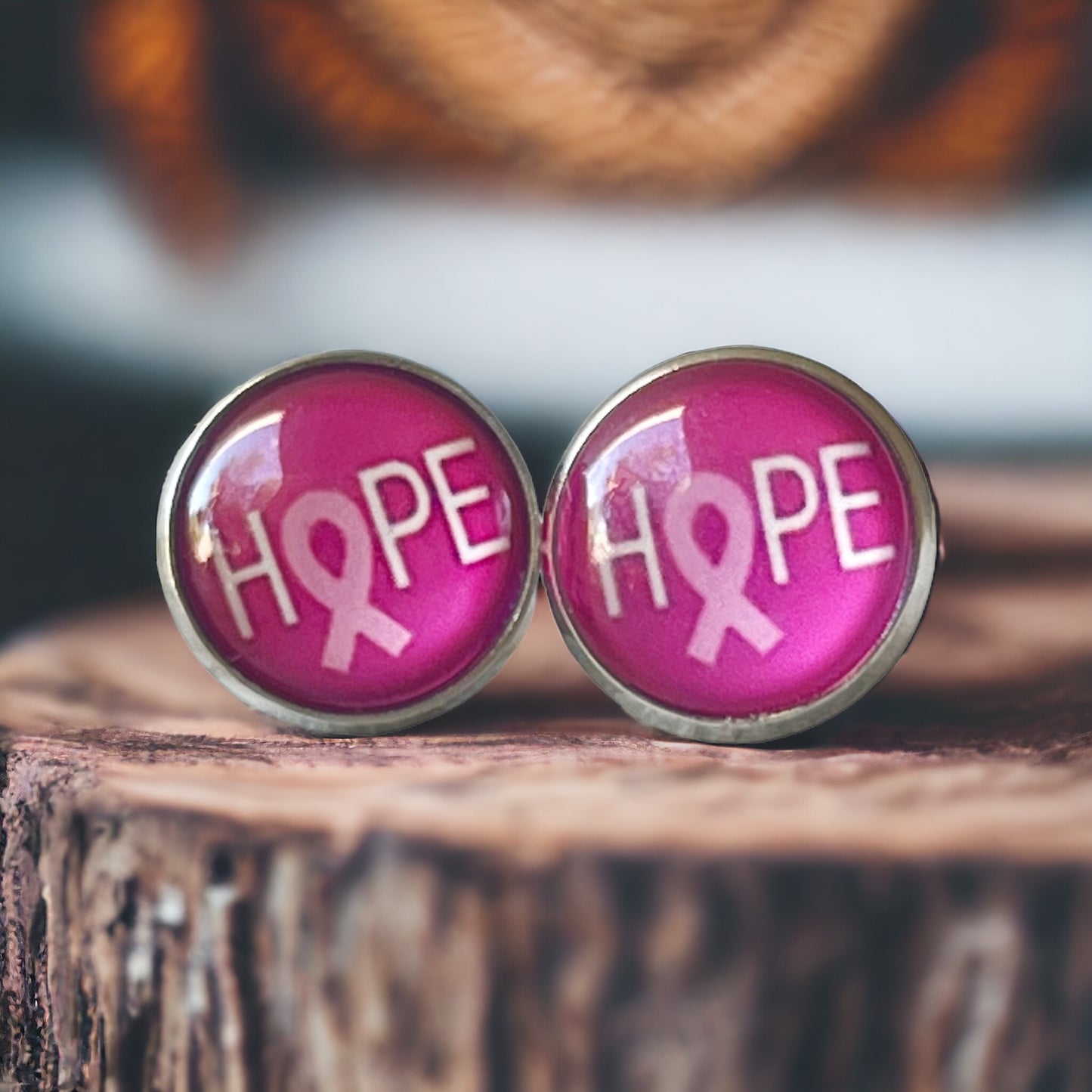 Breast Cancer Awareness 'Hope' Stud Earrings - Stylish & Meaningful Accessories