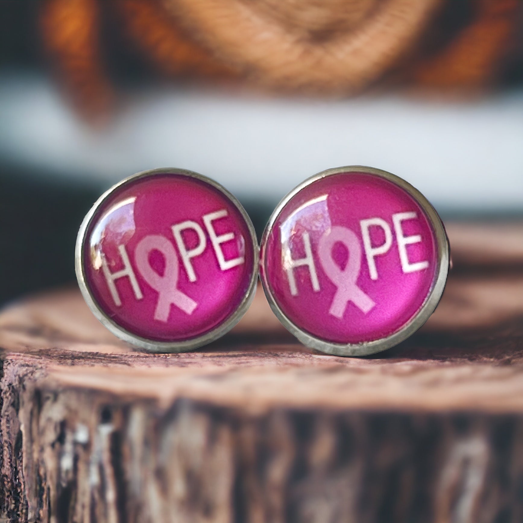 Breast Cancer Awareness 'Hope' Stud Earrings - Stylish & Meaningful Accessories