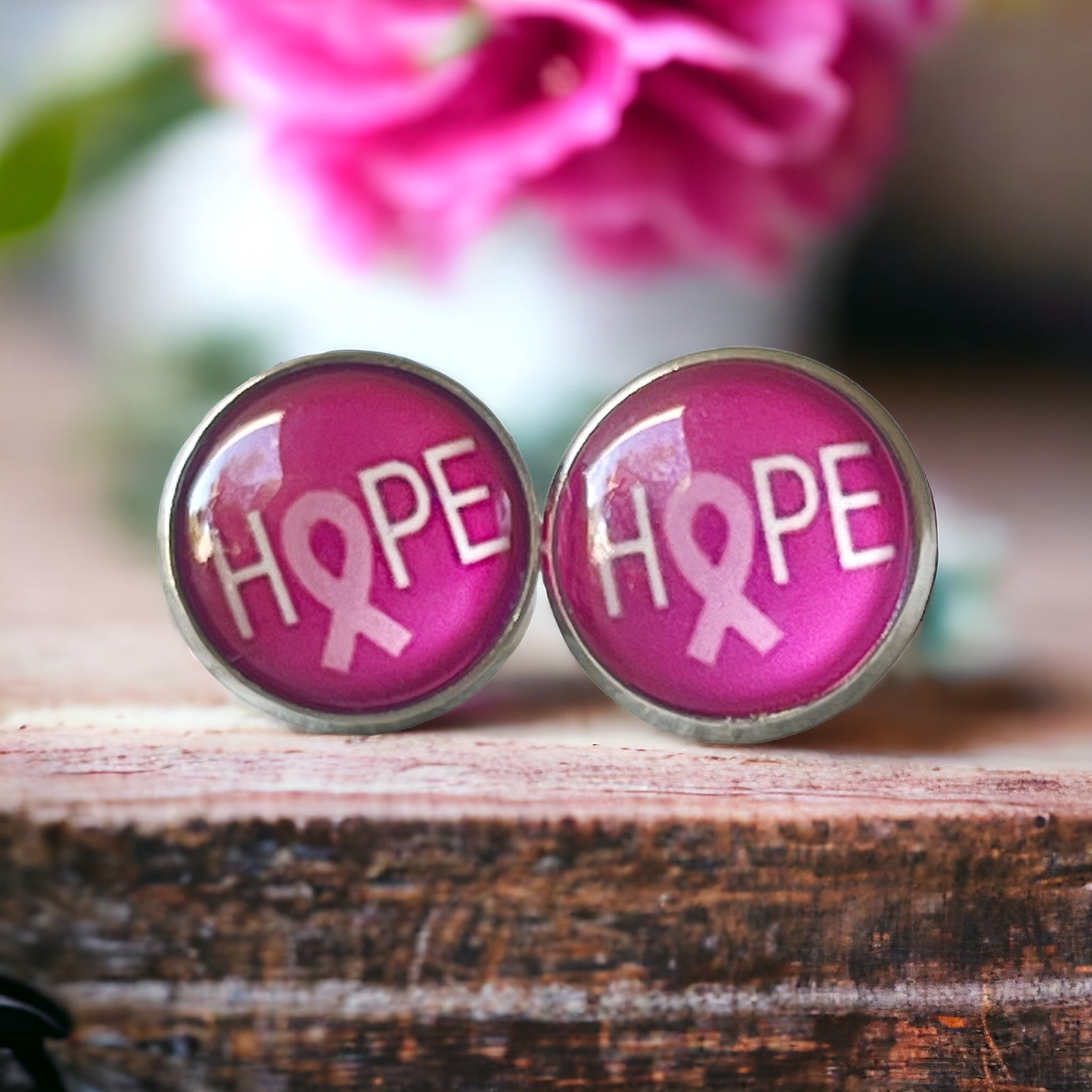 Breast Cancer Awareness 'Hope' Stud Earrings - Stylish & Meaningful Accessories