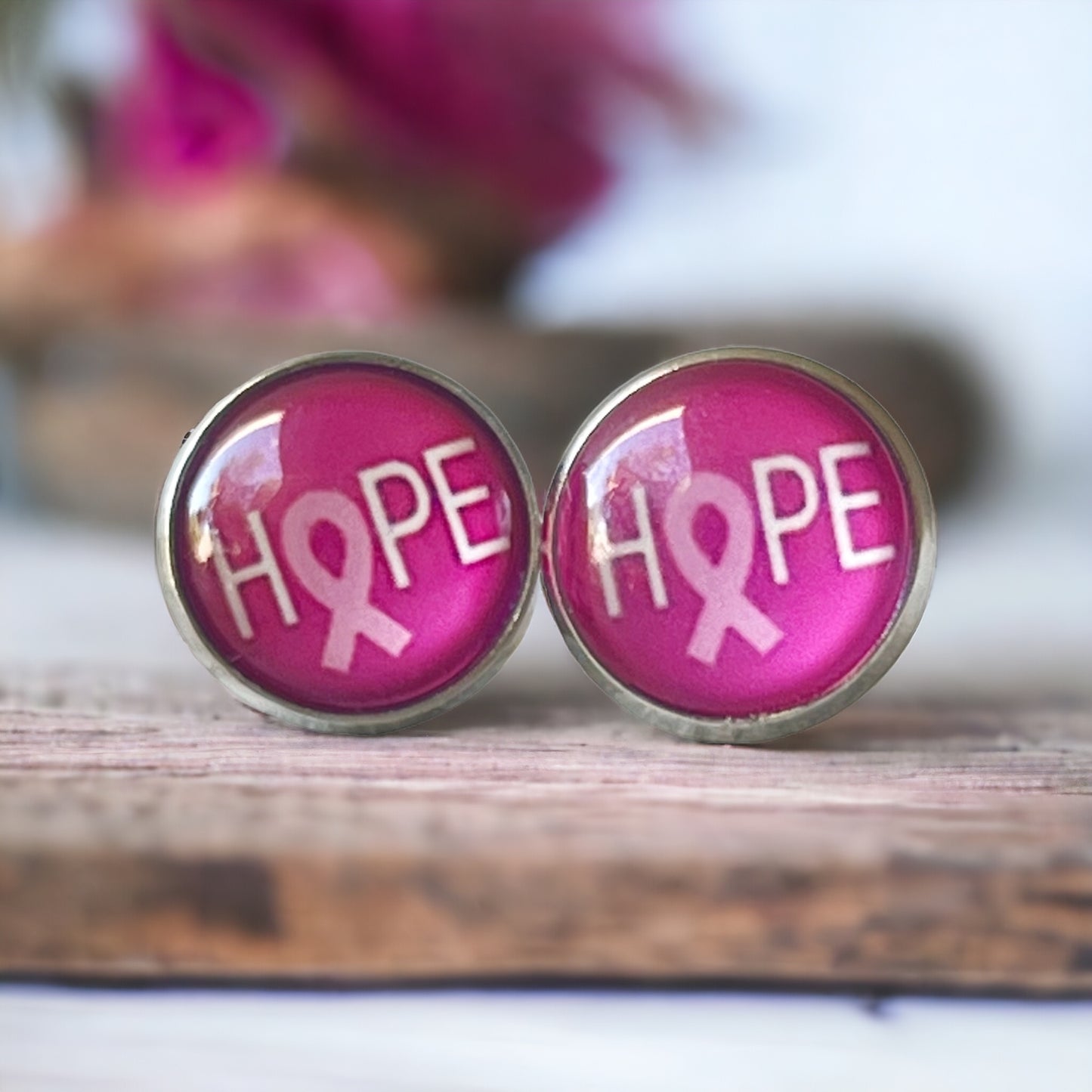Breast Cancer Awareness 'Hope' Stud Earrings - Stylish & Meaningful Accessories