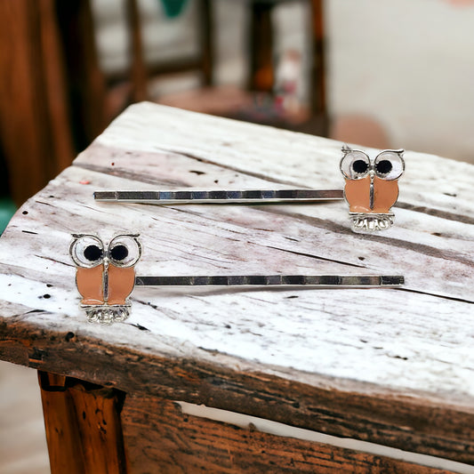 Boho Tan Owl Hair Pins: Stylish Accessories for Bohemian Chic Hairstyles