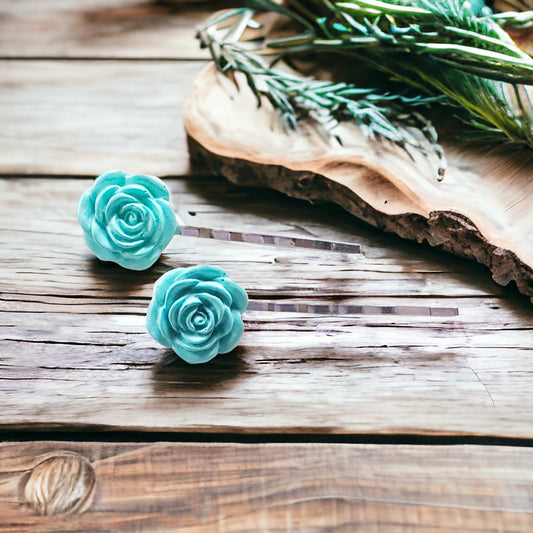 Mint Green Flower Hair Pin, Wedding Hair Jewelry, Flower Hair Pin, Bridal Hair Accessories Flower Bobby Pin