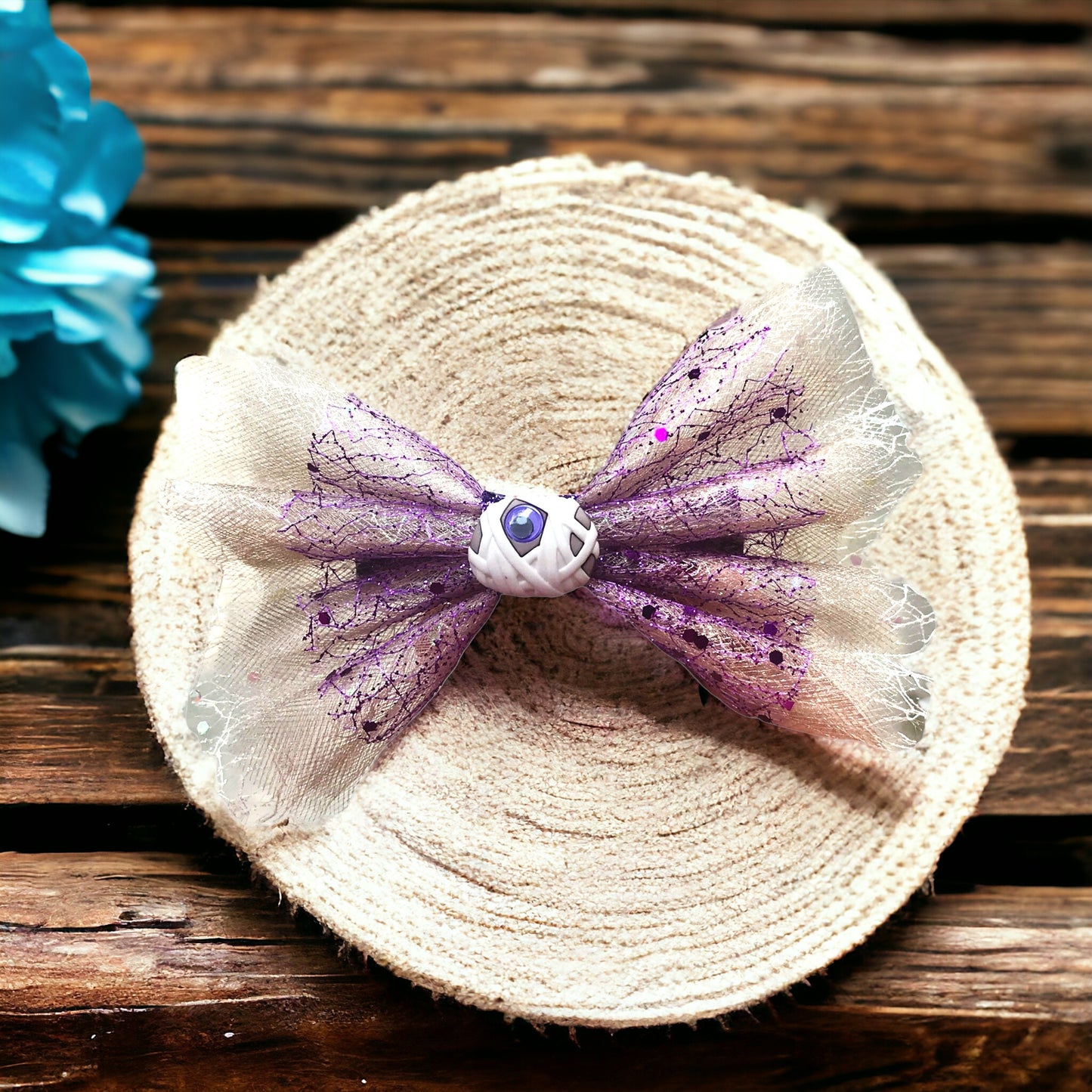 Mummy Eyeball Halloween Hair Bow - Spooky & Playful Hair Accessory