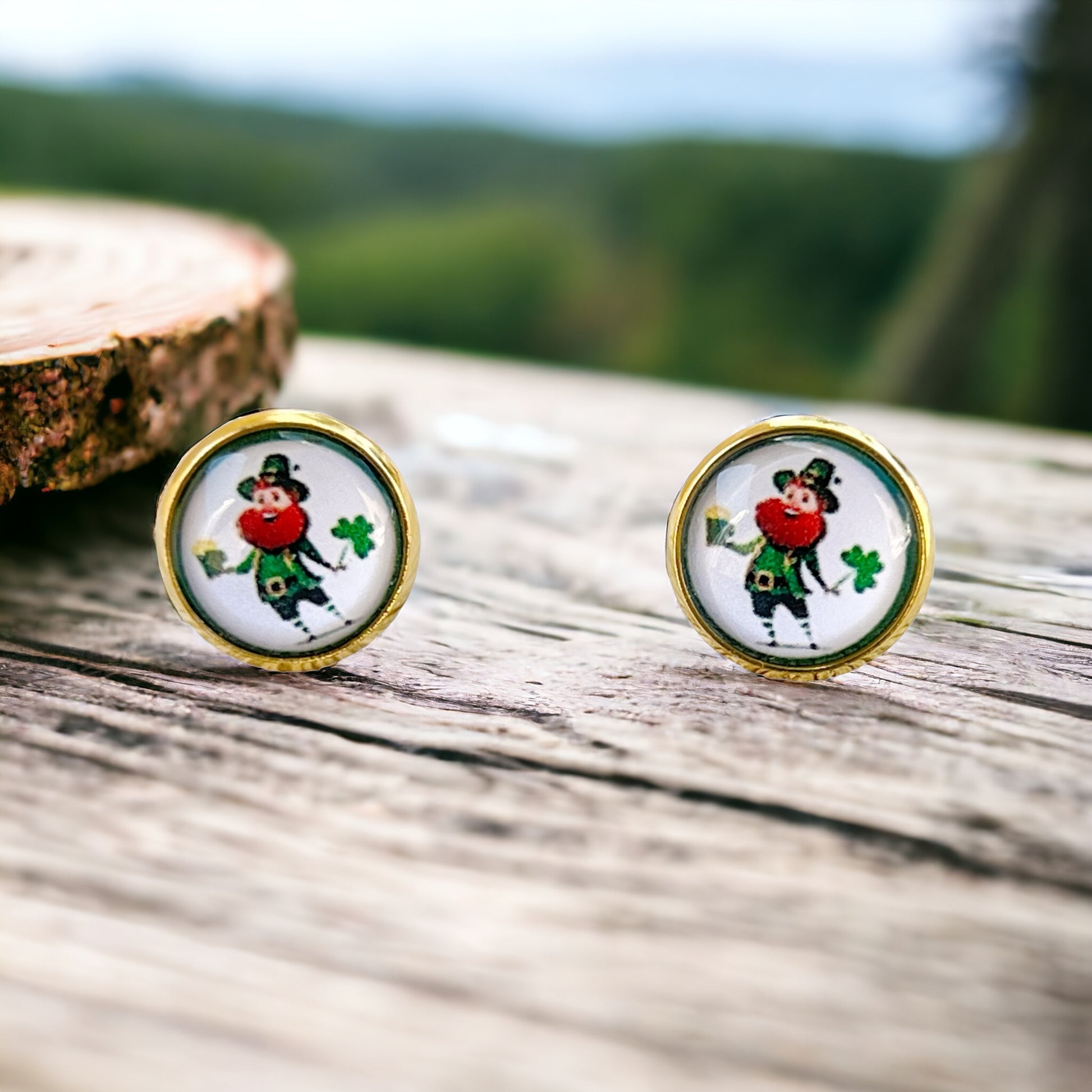 Leprechaun Gold Stud Earrings - Lucky & Festive Accessories