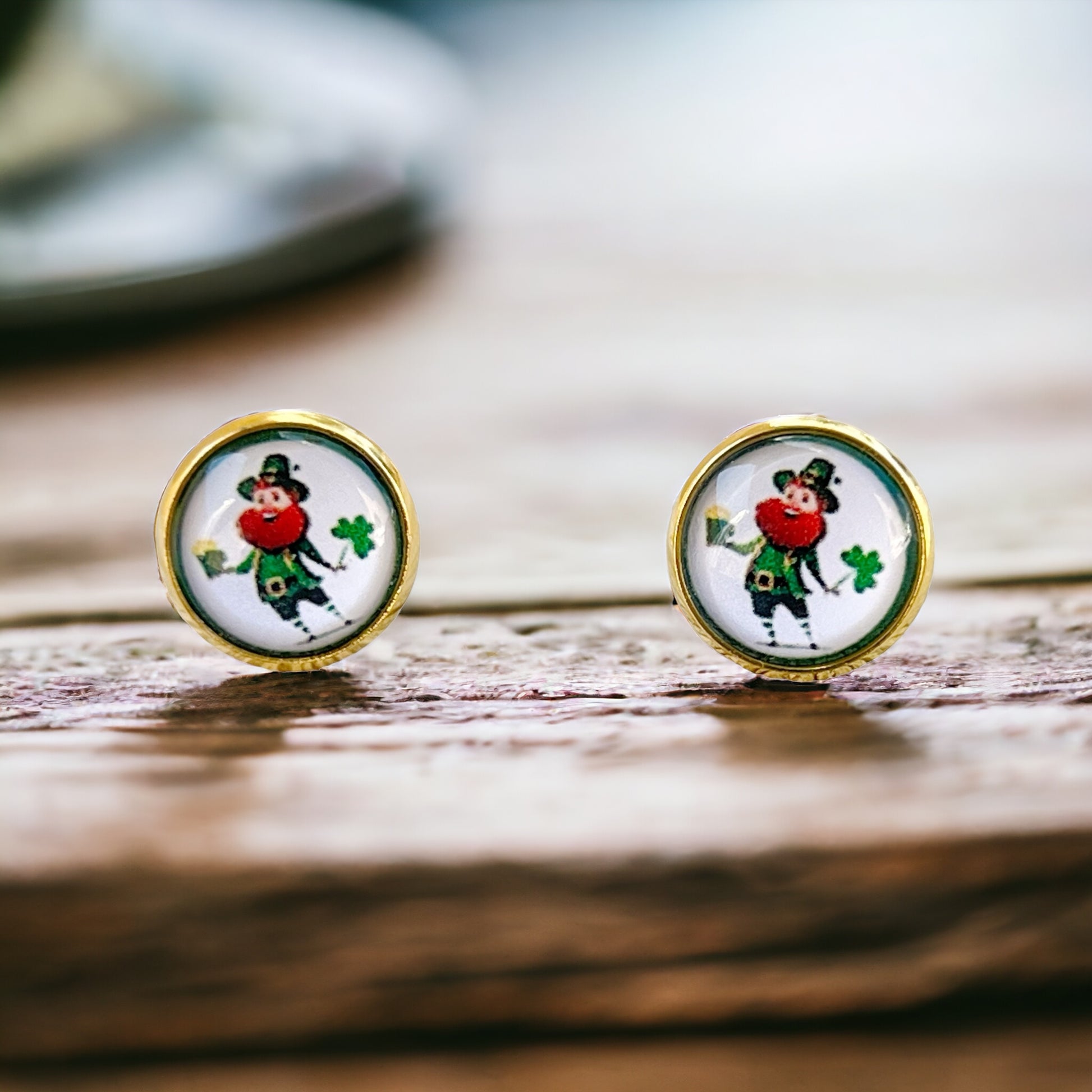 Leprechaun Gold Stud Earrings - Lucky & Festive Accessories