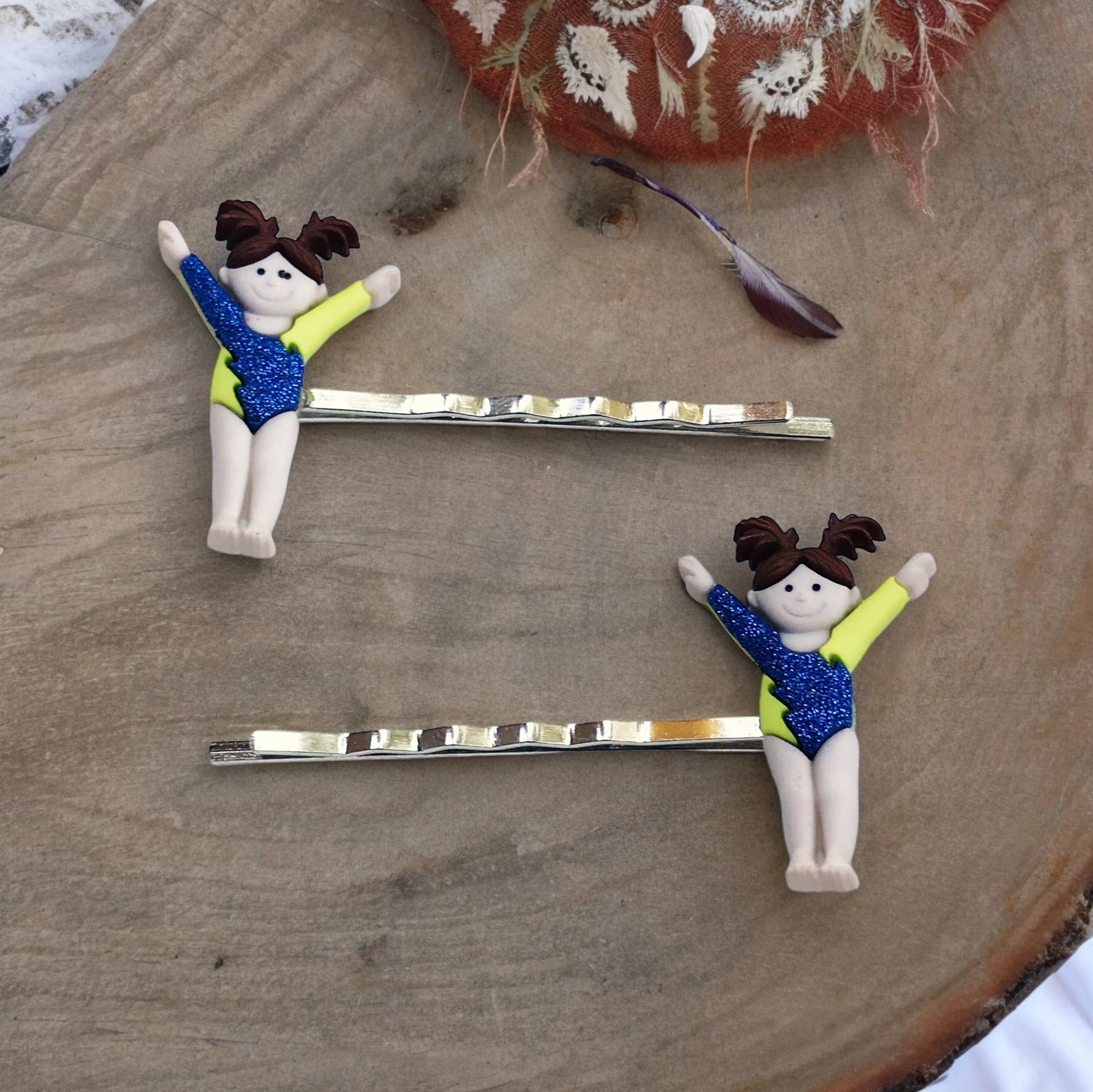 Set of 2 Gymnasts Hair Pins - Cheerful Accessories for Gymnastics Enthusiasts