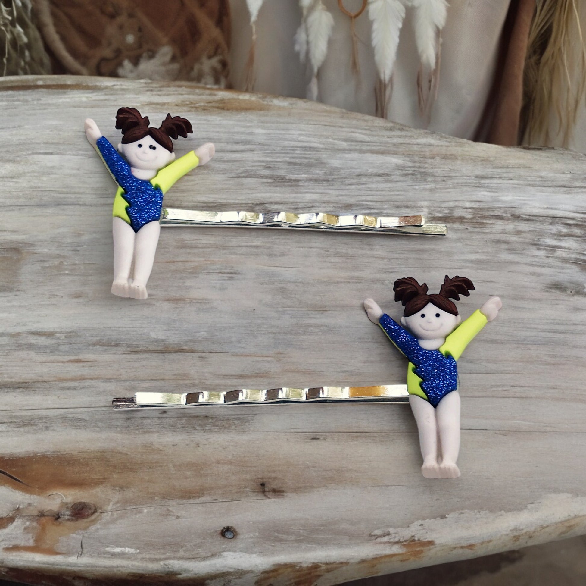 Set of 2 Gymnasts Hair Pins - Cheerful Accessories for Gymnastics Enthusiasts