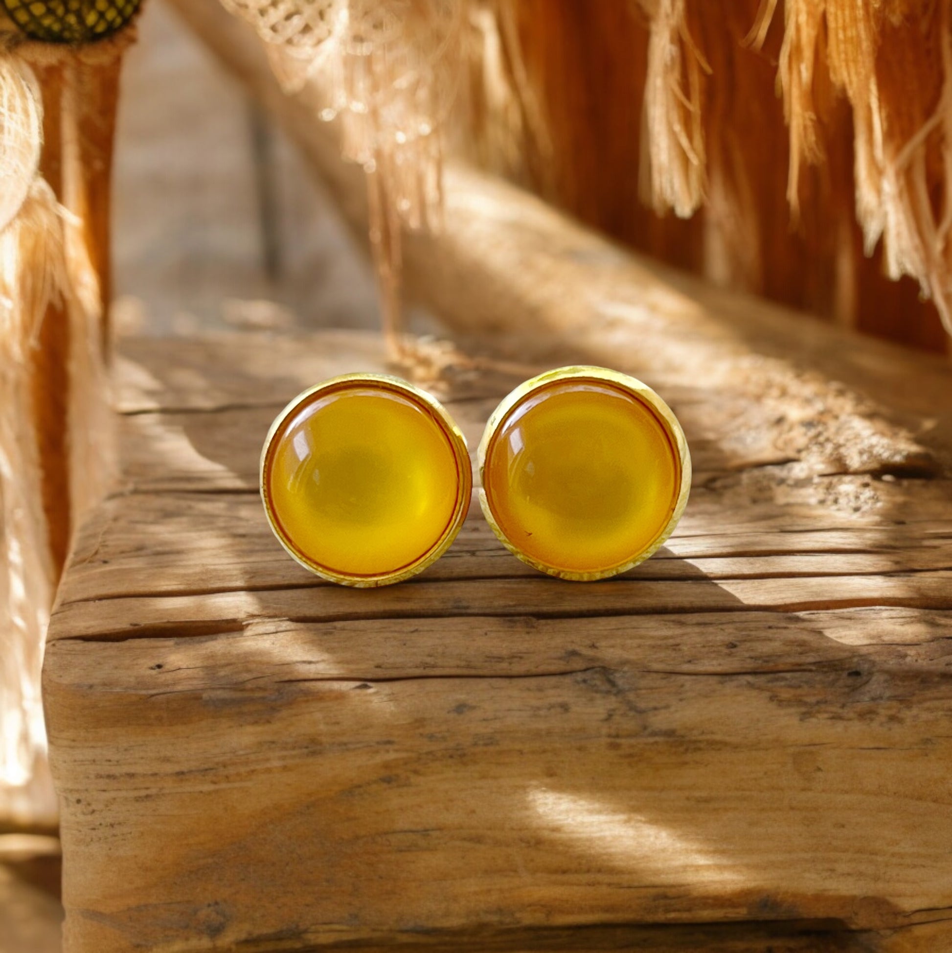 Orange Resin Gold Stud Earrings - Stylish & Vibrant Accessories
