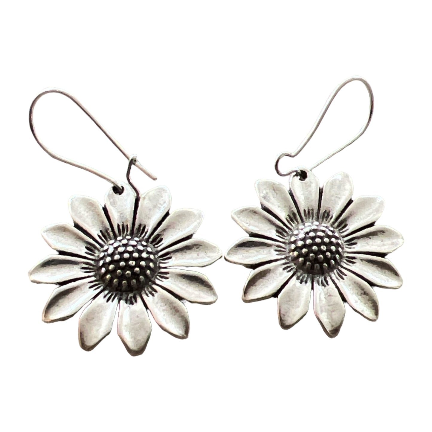 Wildflower Daisy Sunflower Earrings – Silver Boho Chic Jewelry