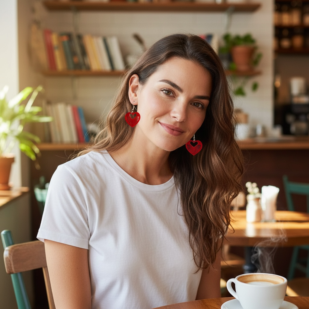 Hot Pink Radiant Heart Acrylic Dangle Earrings