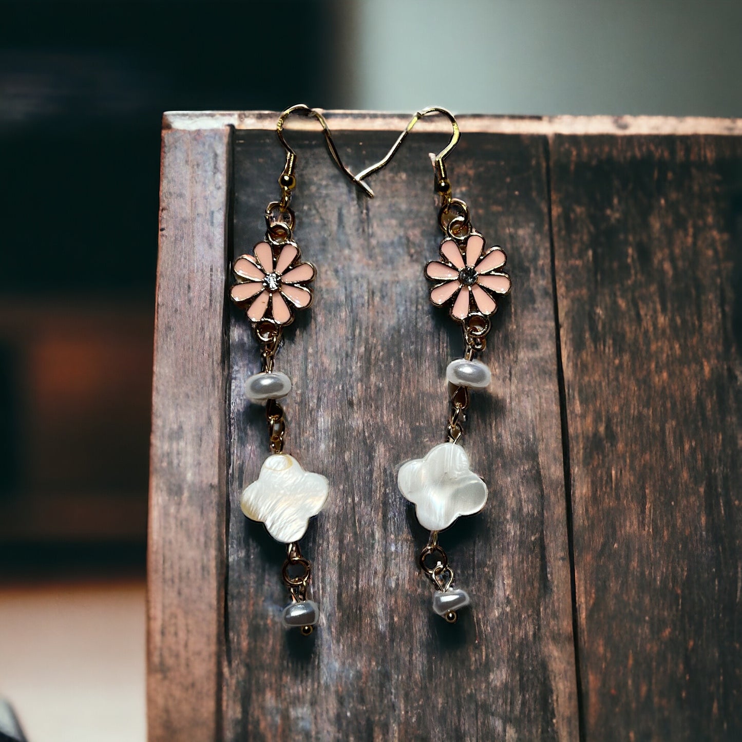 Pink Flower Dangle Earrings – Romantic Floral Drop Jewelry Be Grace Be Love Boutique