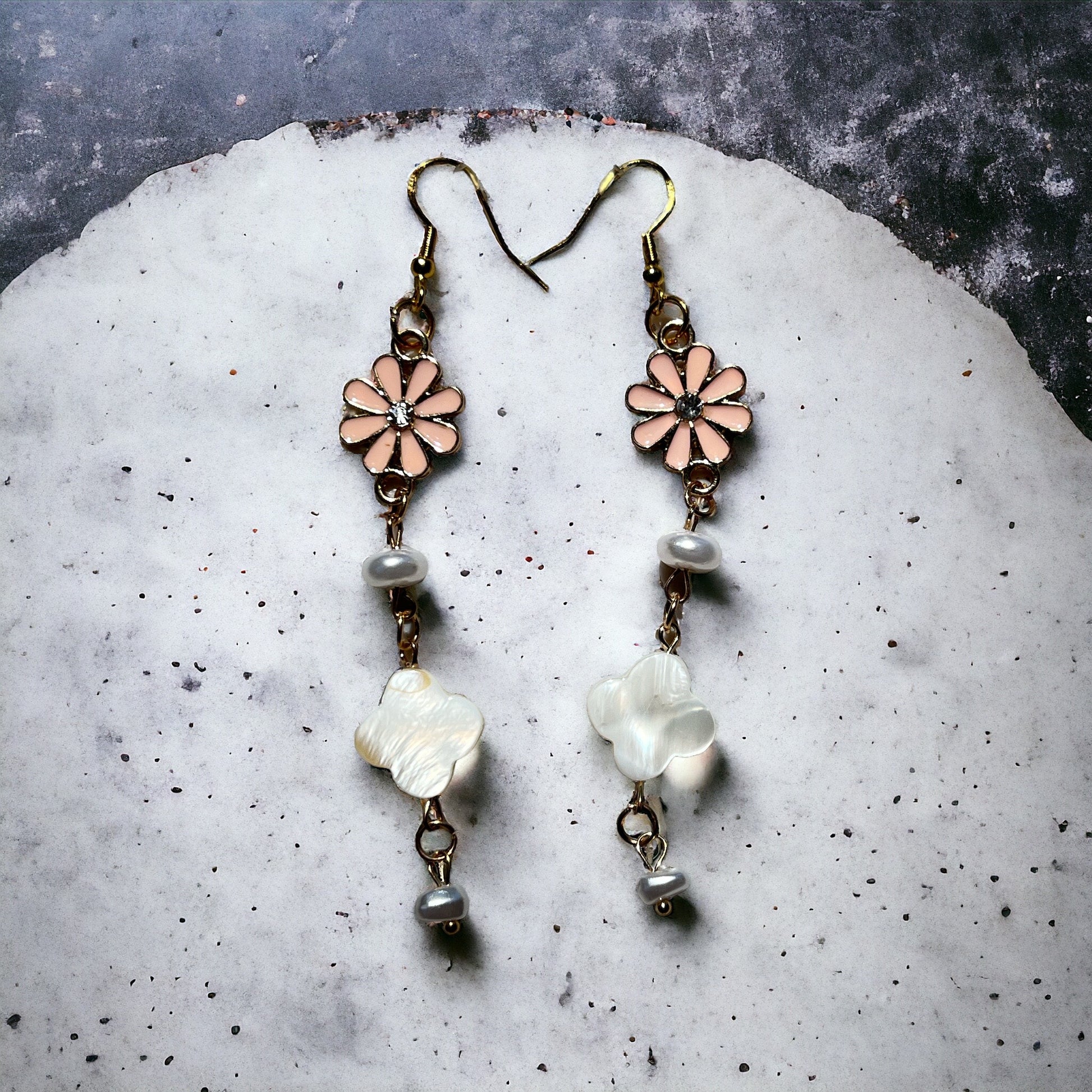Pink Flower Dangle Earrings – Romantic Floral Drop Jewelry Be Grace Be Love Boutique
