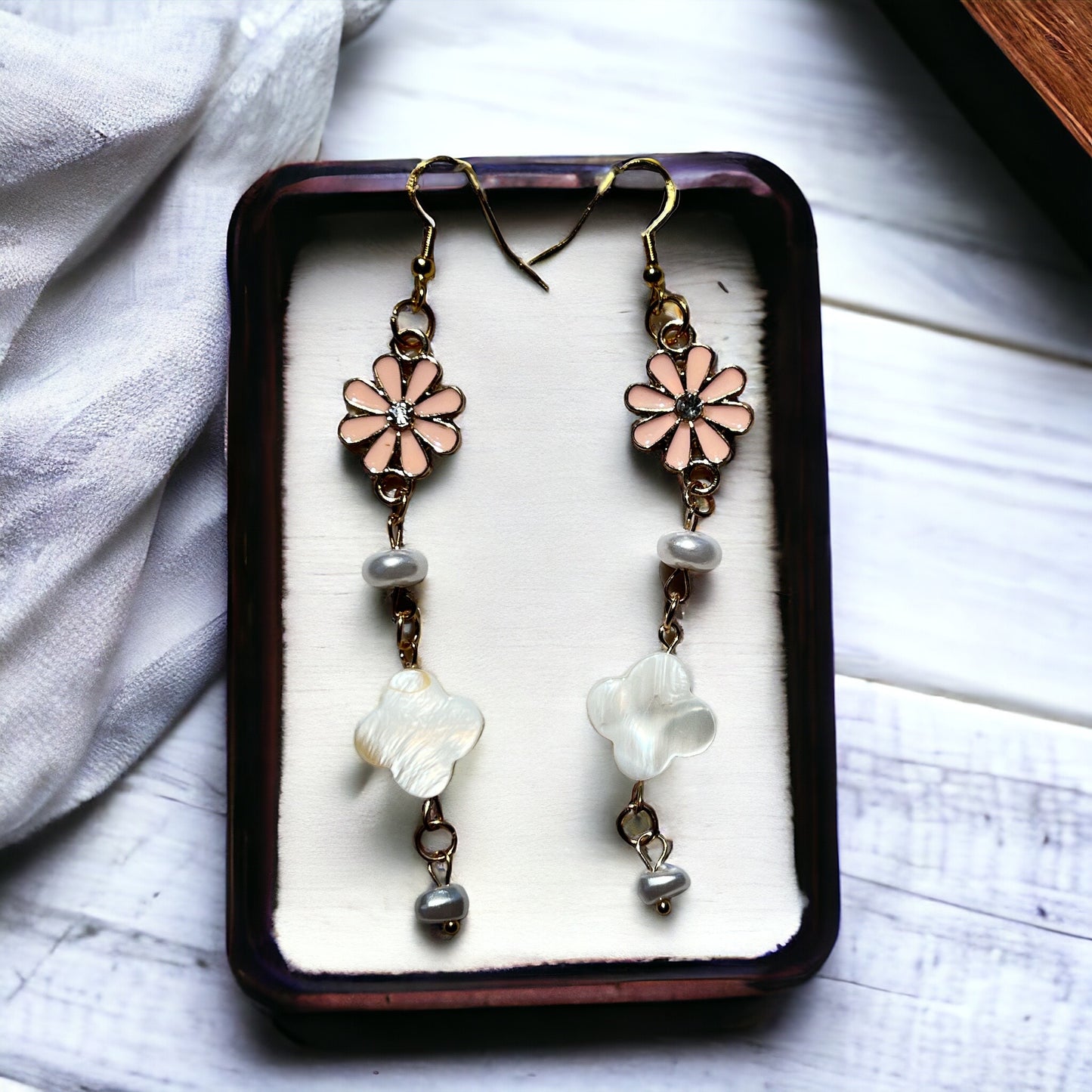 Pink Flower Dangle Earrings – Romantic Floral Drop Jewelry Be Grace Be Love Boutique