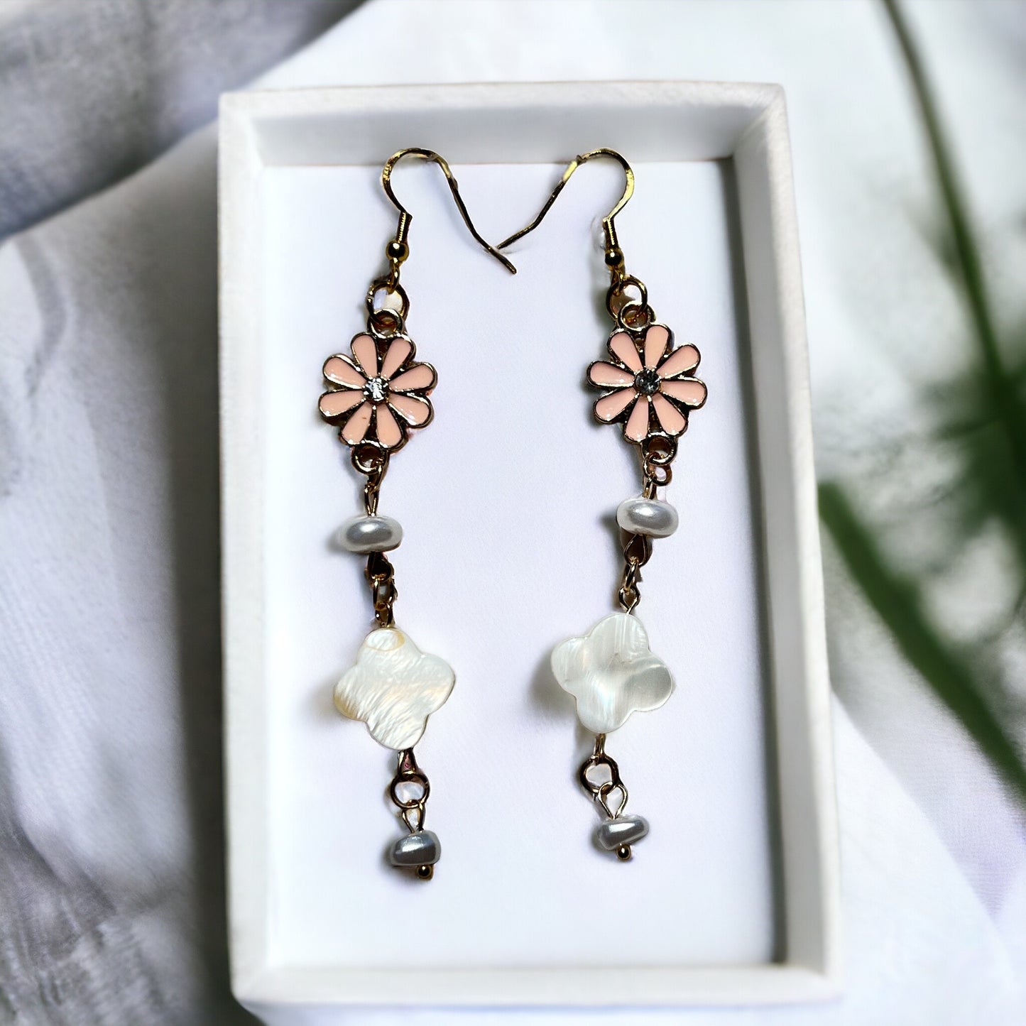 Pink Flower Dangle Earrings – Romantic Floral Drop Jewelry Be Grace Be Love Boutique