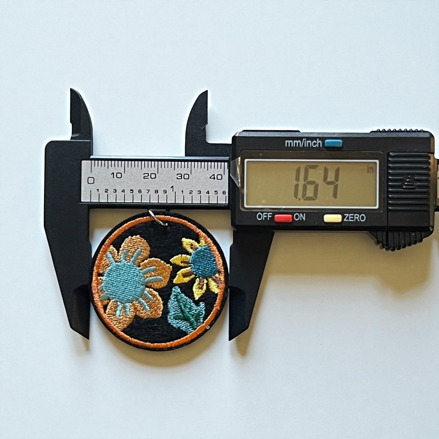 Boho Embroidered Floral Earrings – Teal & Mustard Sunflower Dangles