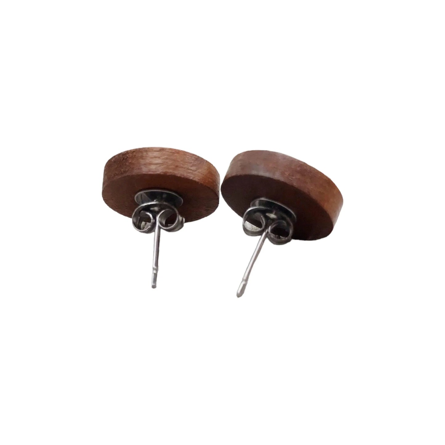 Back side of brown Acrylic & Wood Unisex Stud Earrings: Natural & Versatile Accessories