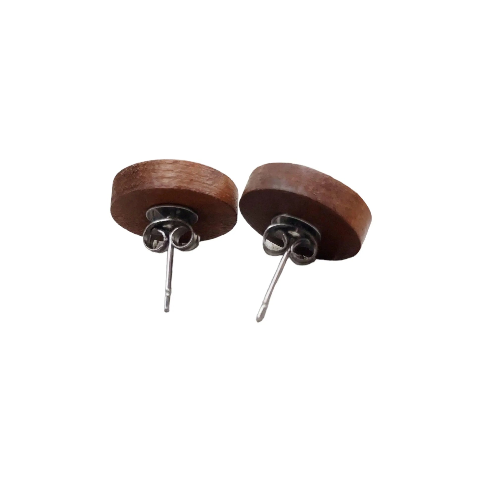 Back side of brown Acrylic & Wood Unisex Stud Earrings: Natural & Versatile Accessories