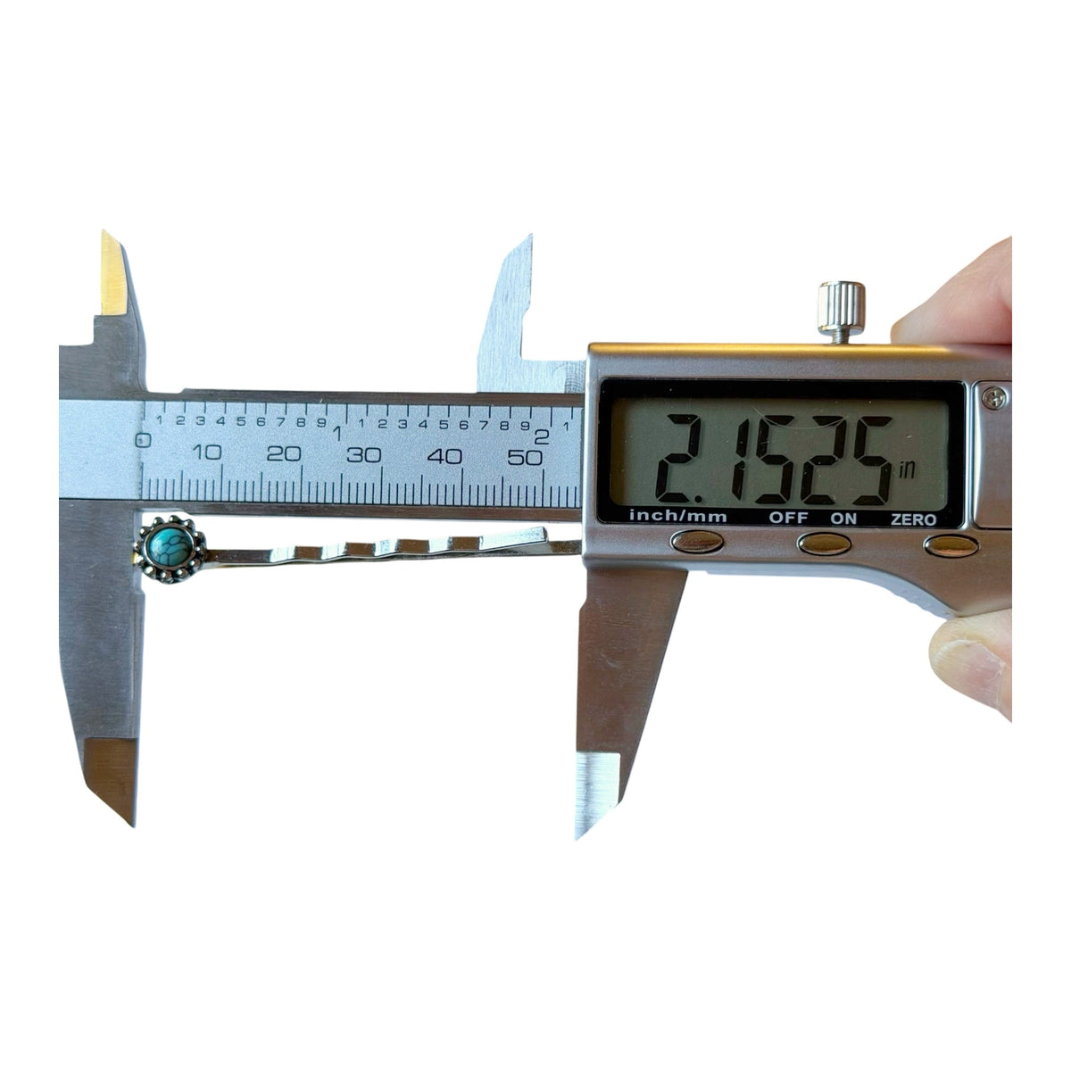 Length measurement of one of the four included western hair pins, approximately 2.15 inches