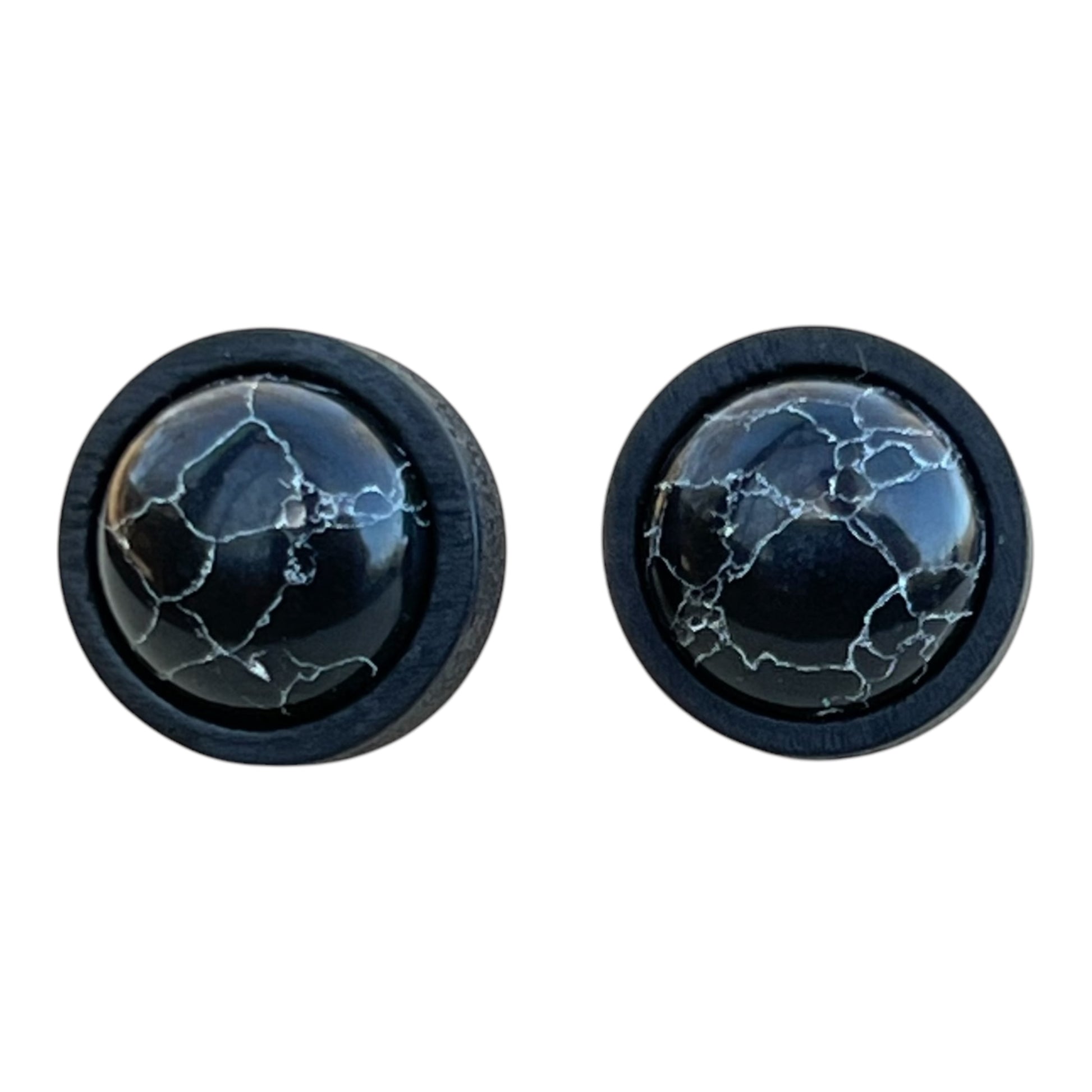 Handmade gift-ready earrings with earthy black stone design