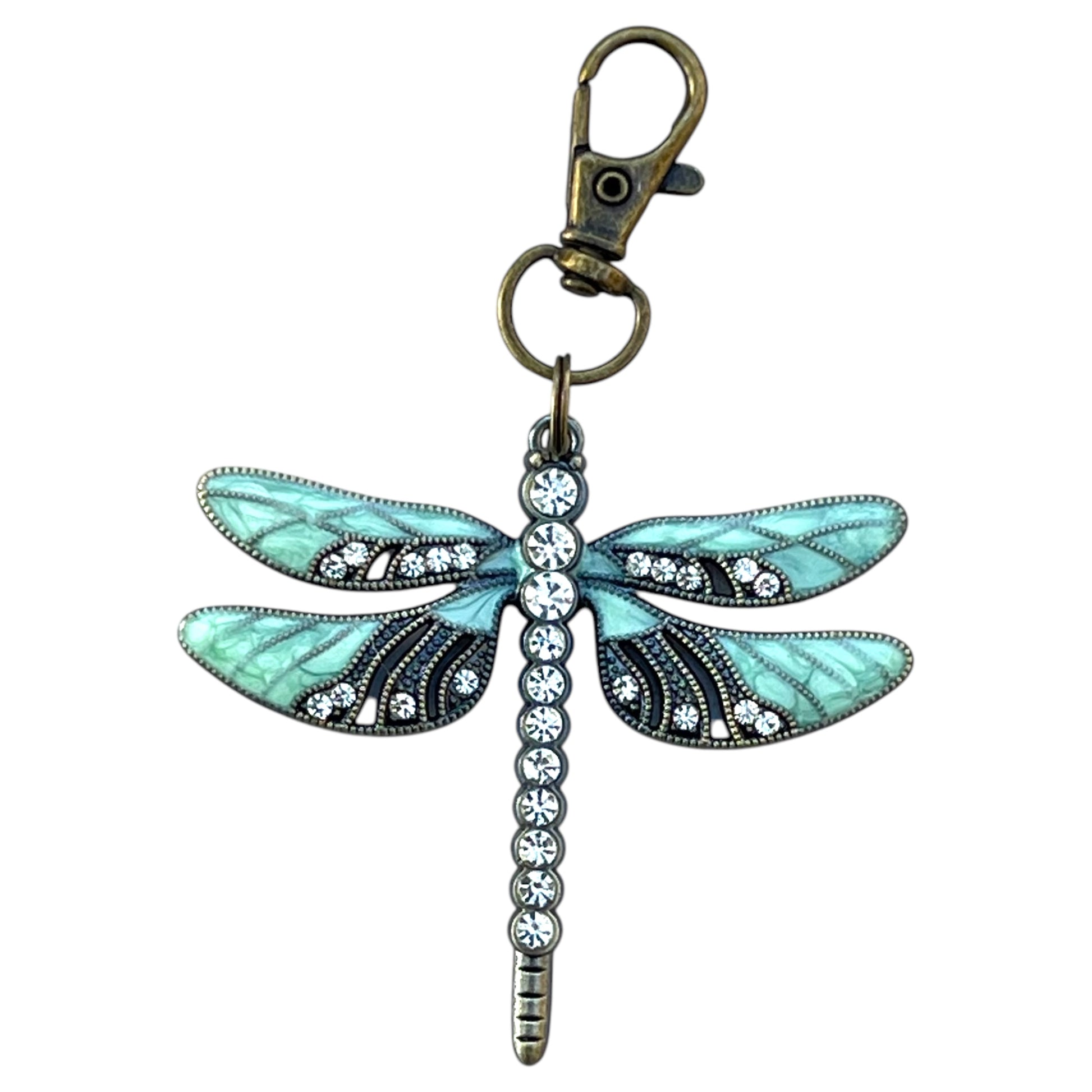 Handmade steampunk dragonfly purse charm for bags and keys