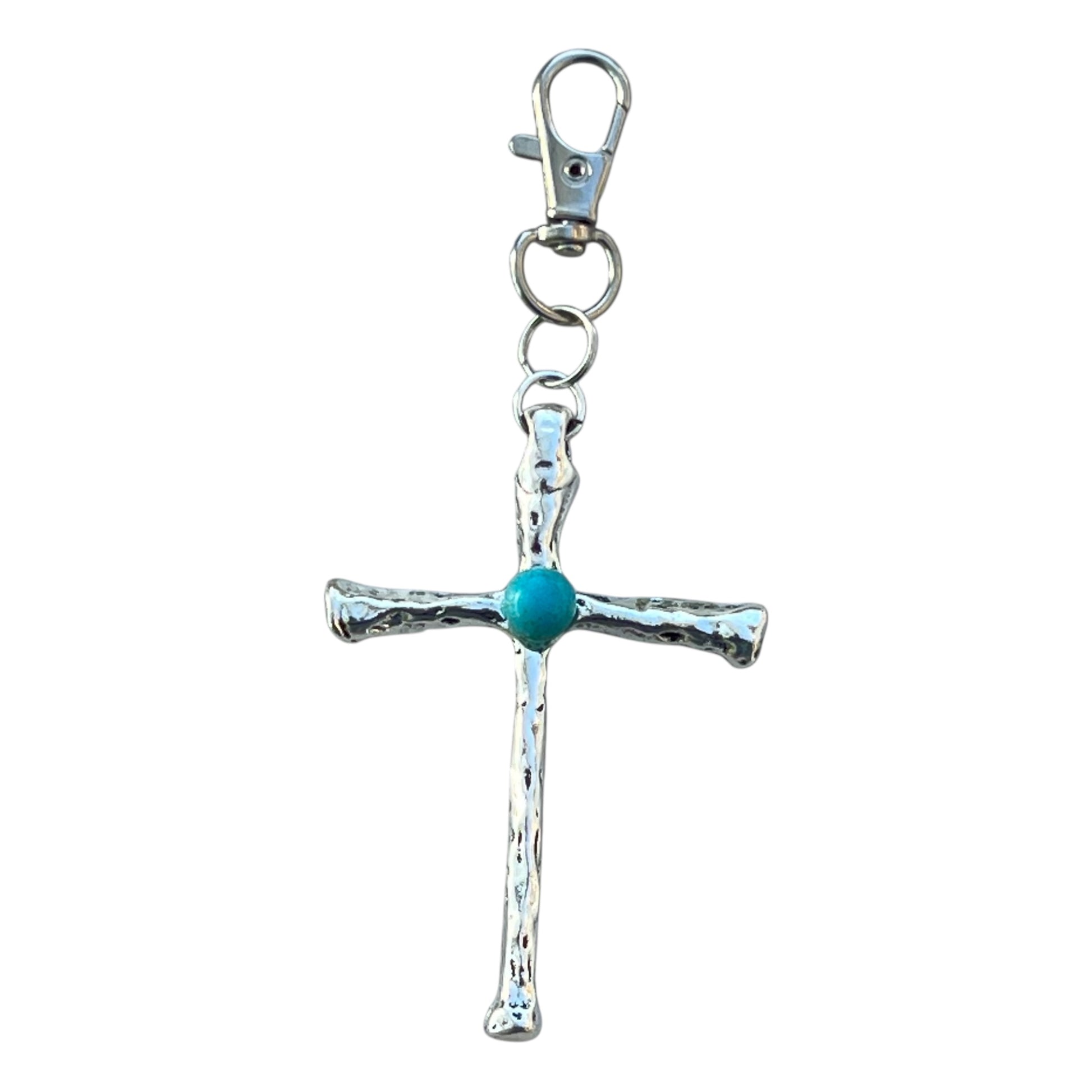 Handmade turquoise cross charm ideal for spiritual and western gifts