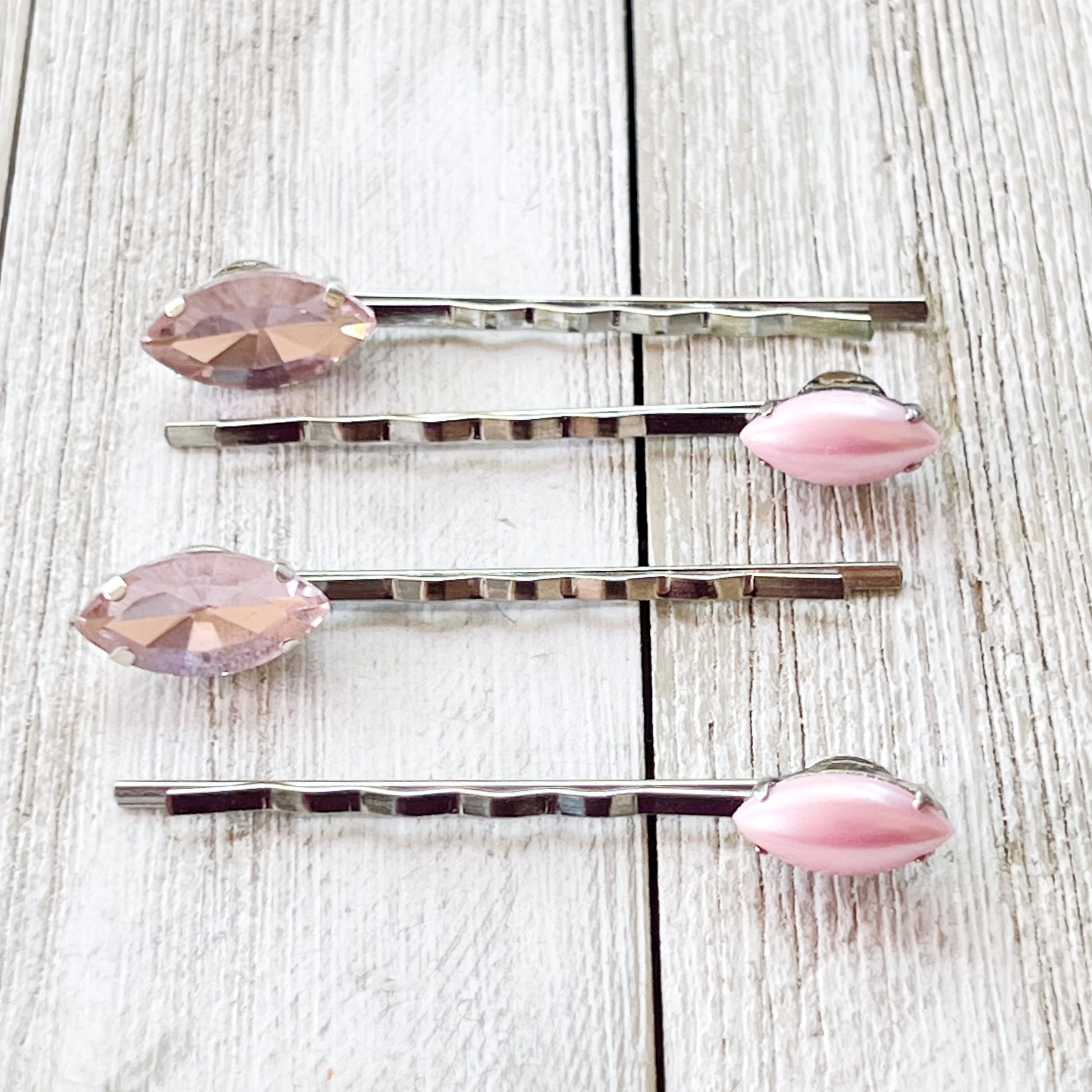 Pink Rhinestone Hair Pins