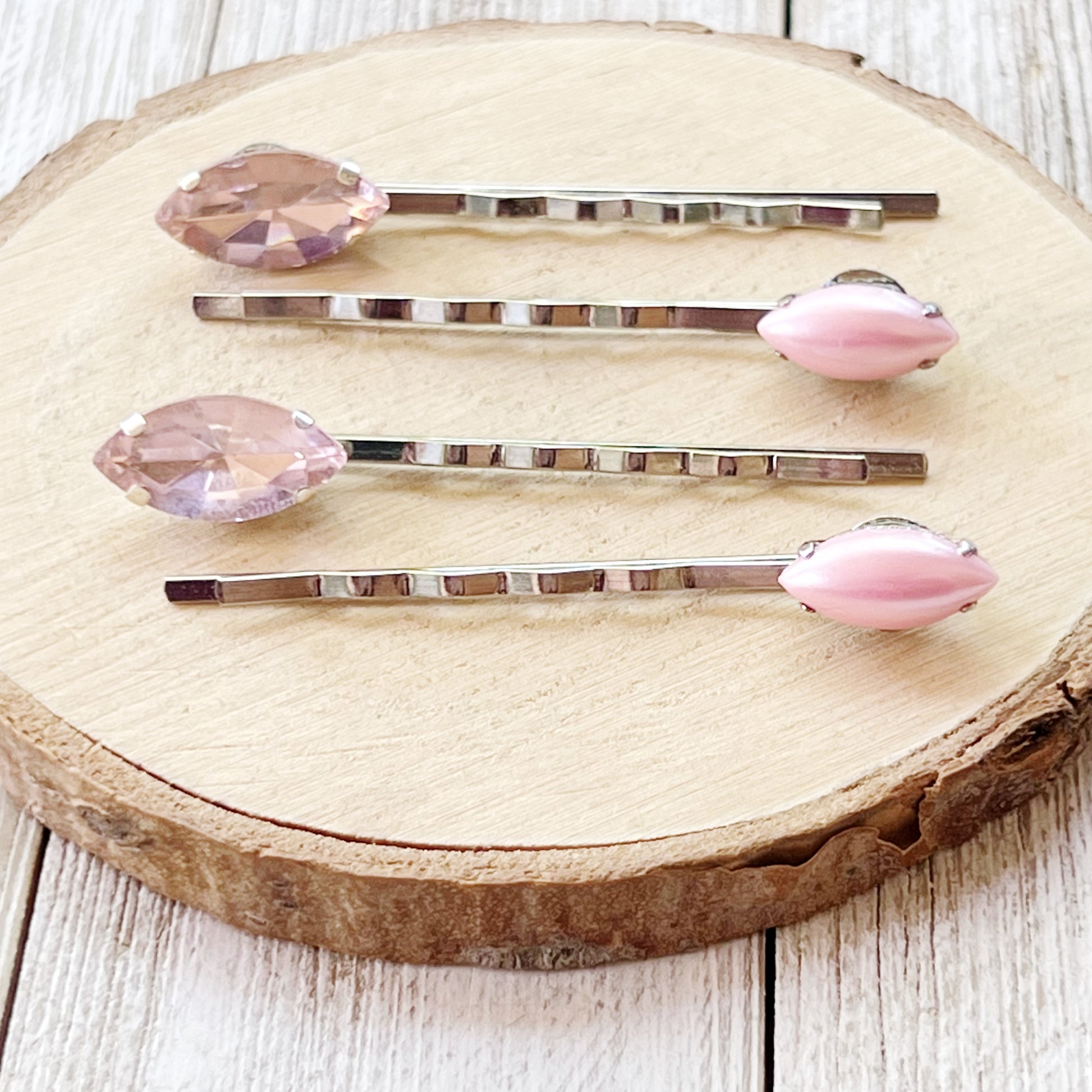 Pink Rhinestone Hair Pins